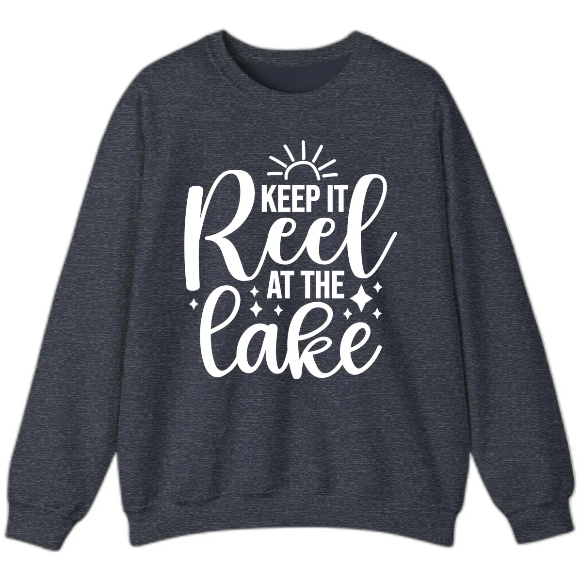 Keep It Reel At The Lake Design Sweatshirt in Heather Sport Dark Navy
