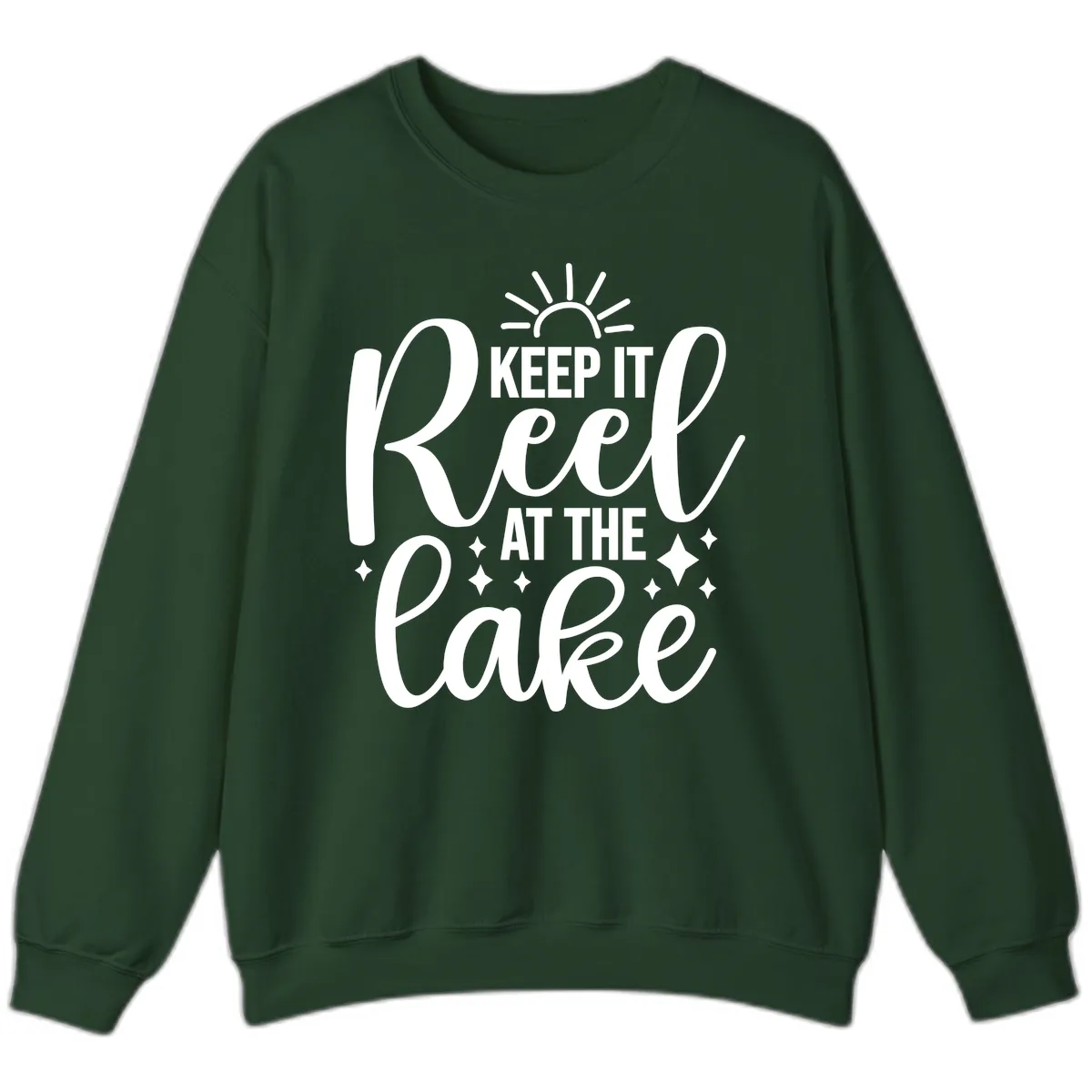 Keep It Reel At The Lake Design Sweatshirt in Forest Green