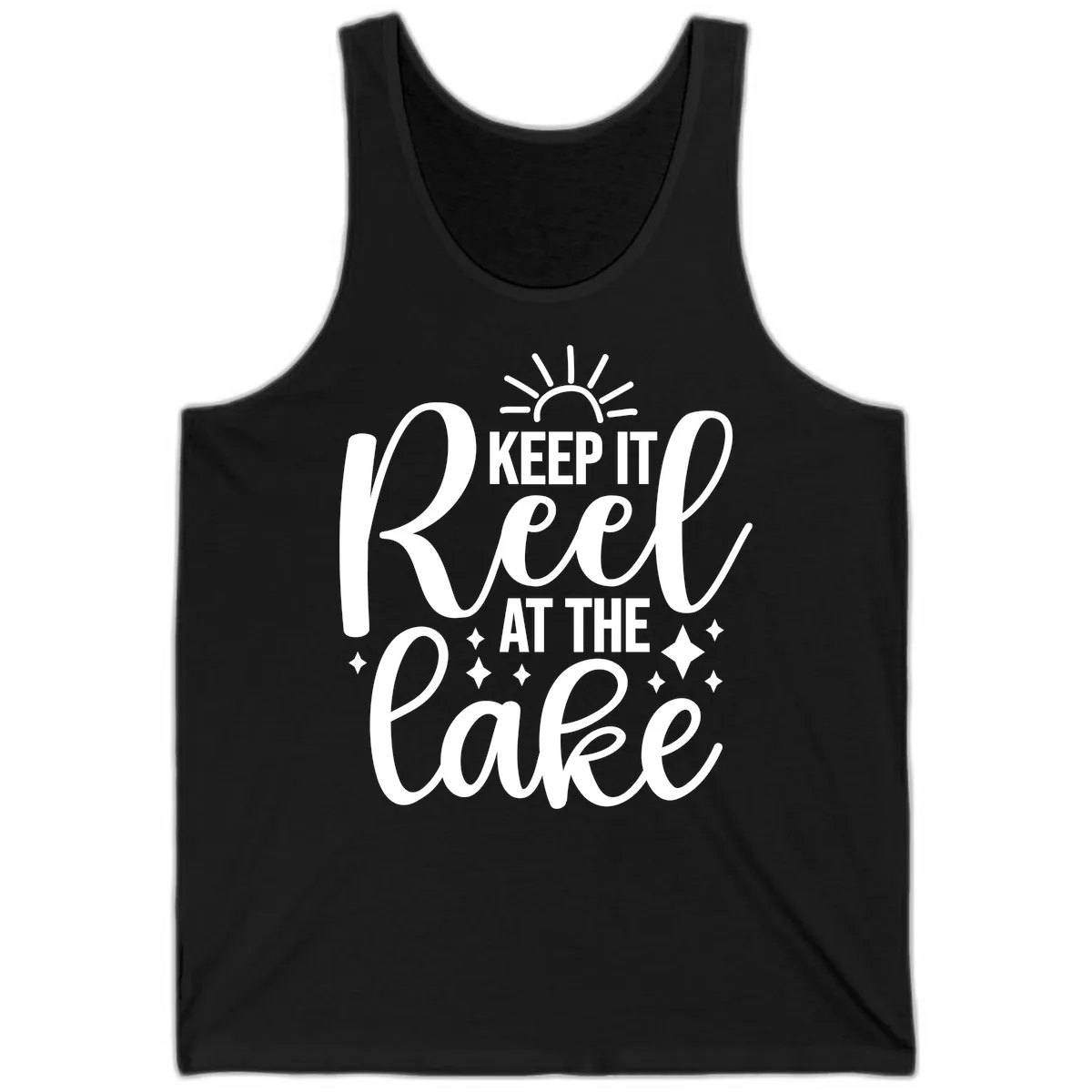 Keep It Reel At The Lake Design Tank in Black