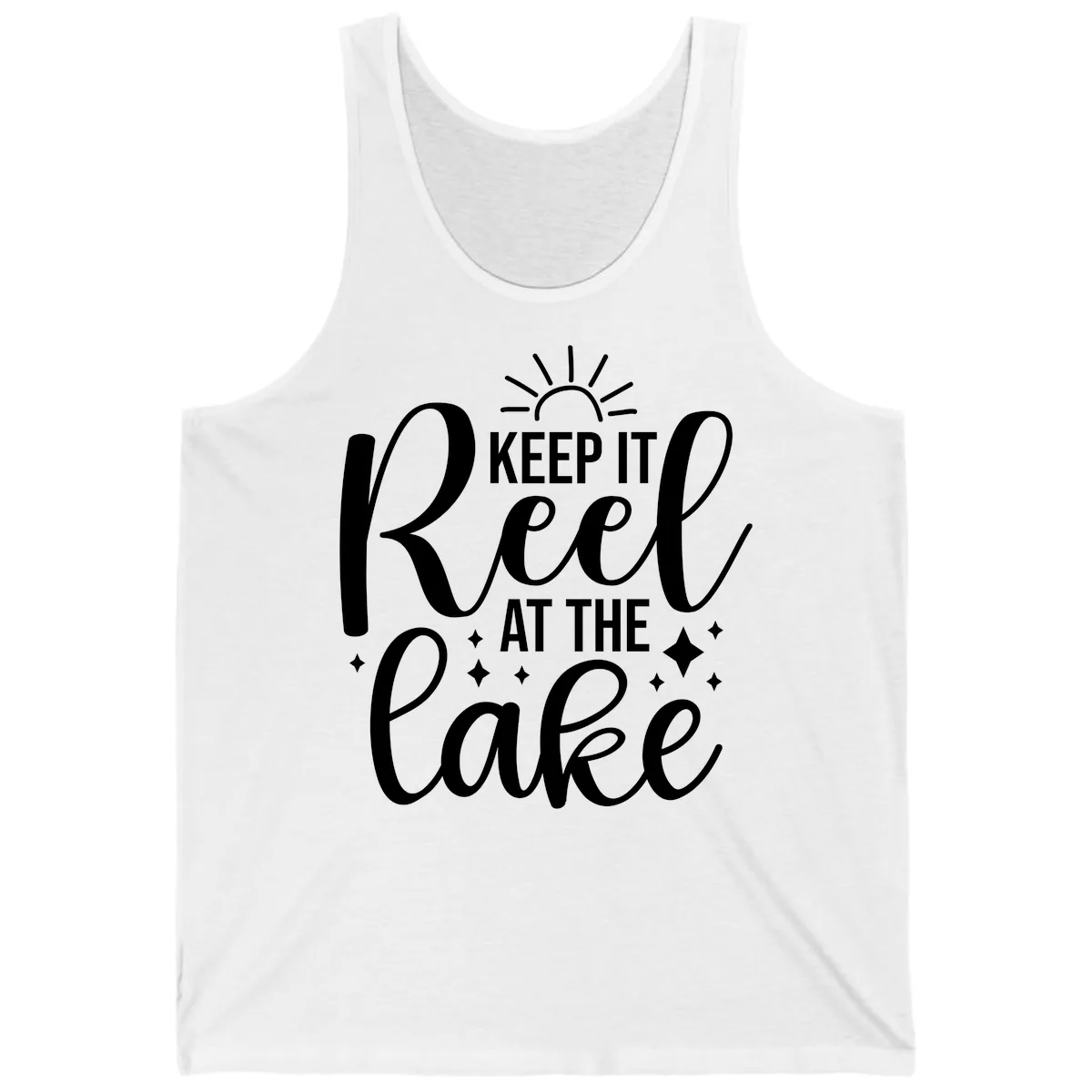 Keep It Reel At The Lake Design Tank in White