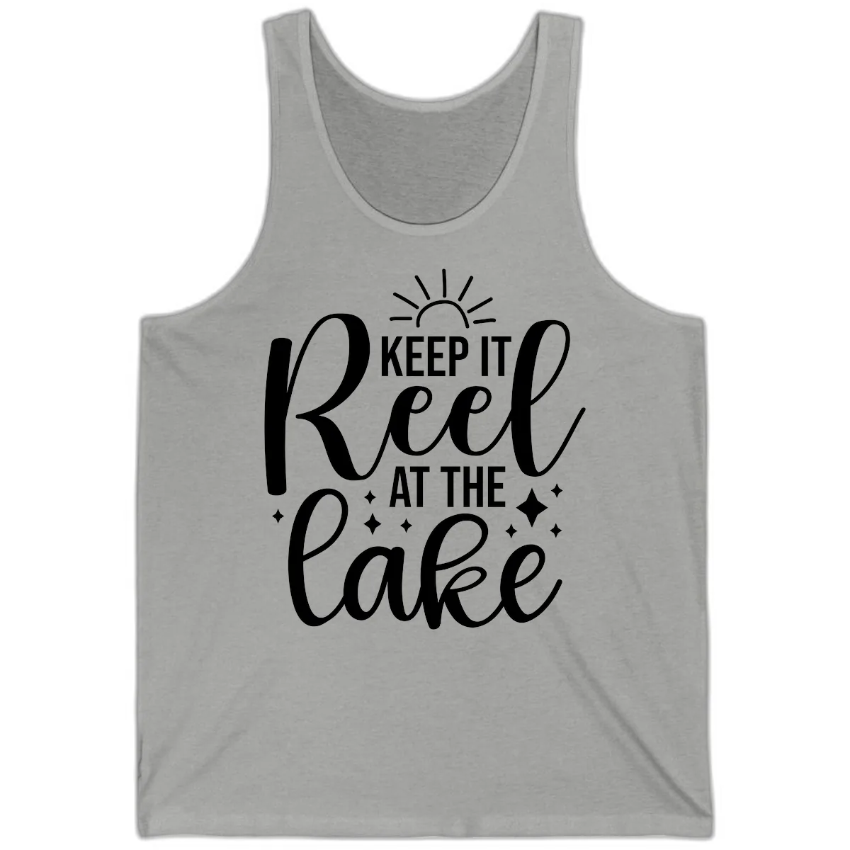 Keep It Reel At The Lake Design Tank in Athletic Heather