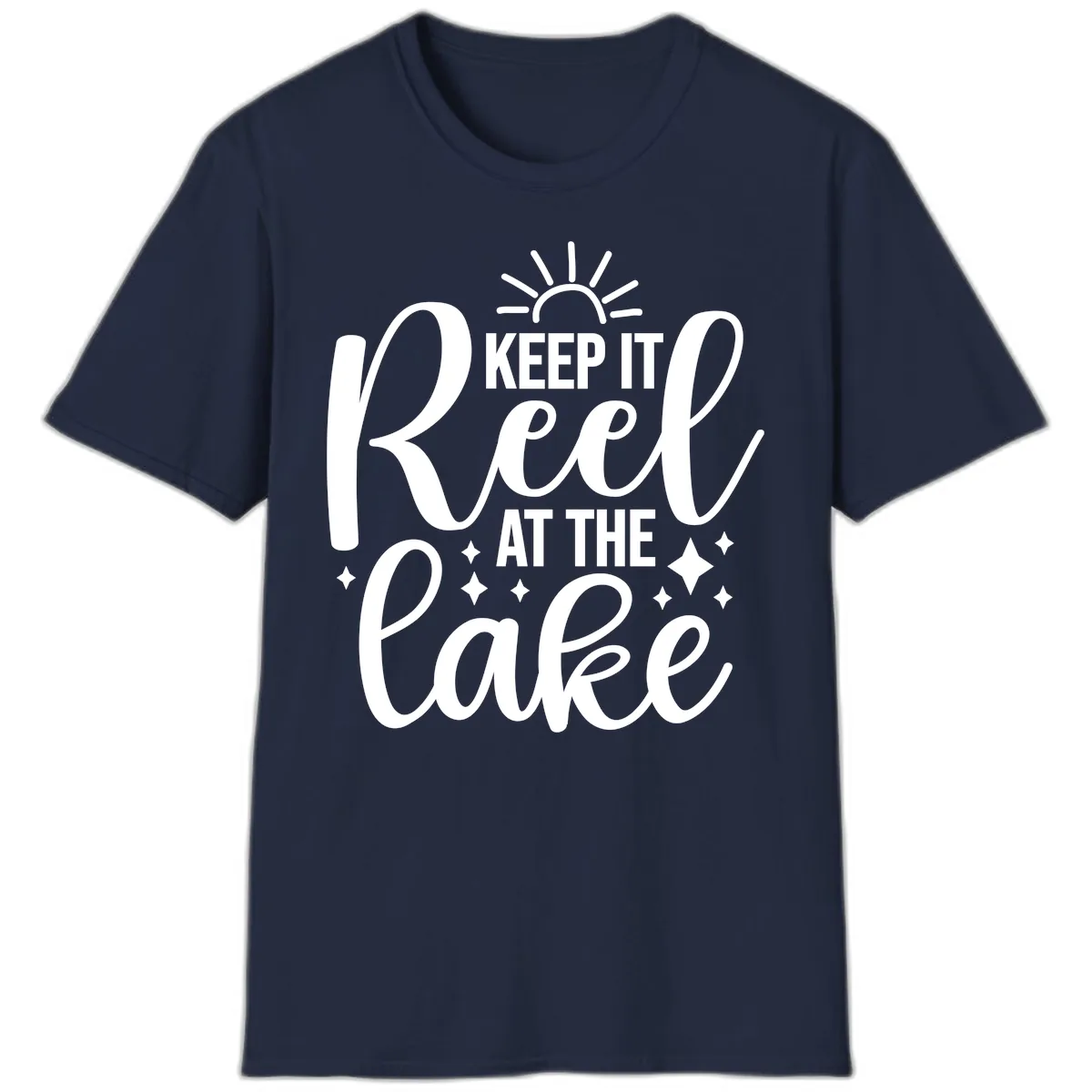 Keep It Reel At The Lake Design T-Shirt in Navy