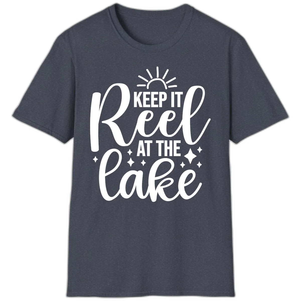 Keep It Reel At The Lake Design T-Shirt in Heather Navy