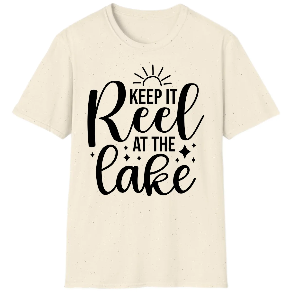 Keep It Reel At The Lake Design T-Shirt in Natural
