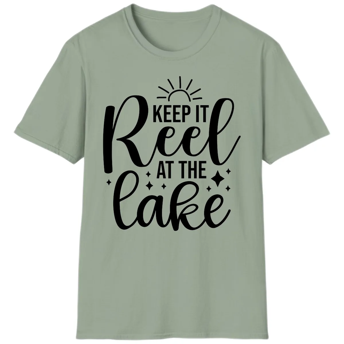 Keep It Reel At The Lake Design T-Shirt in Sage