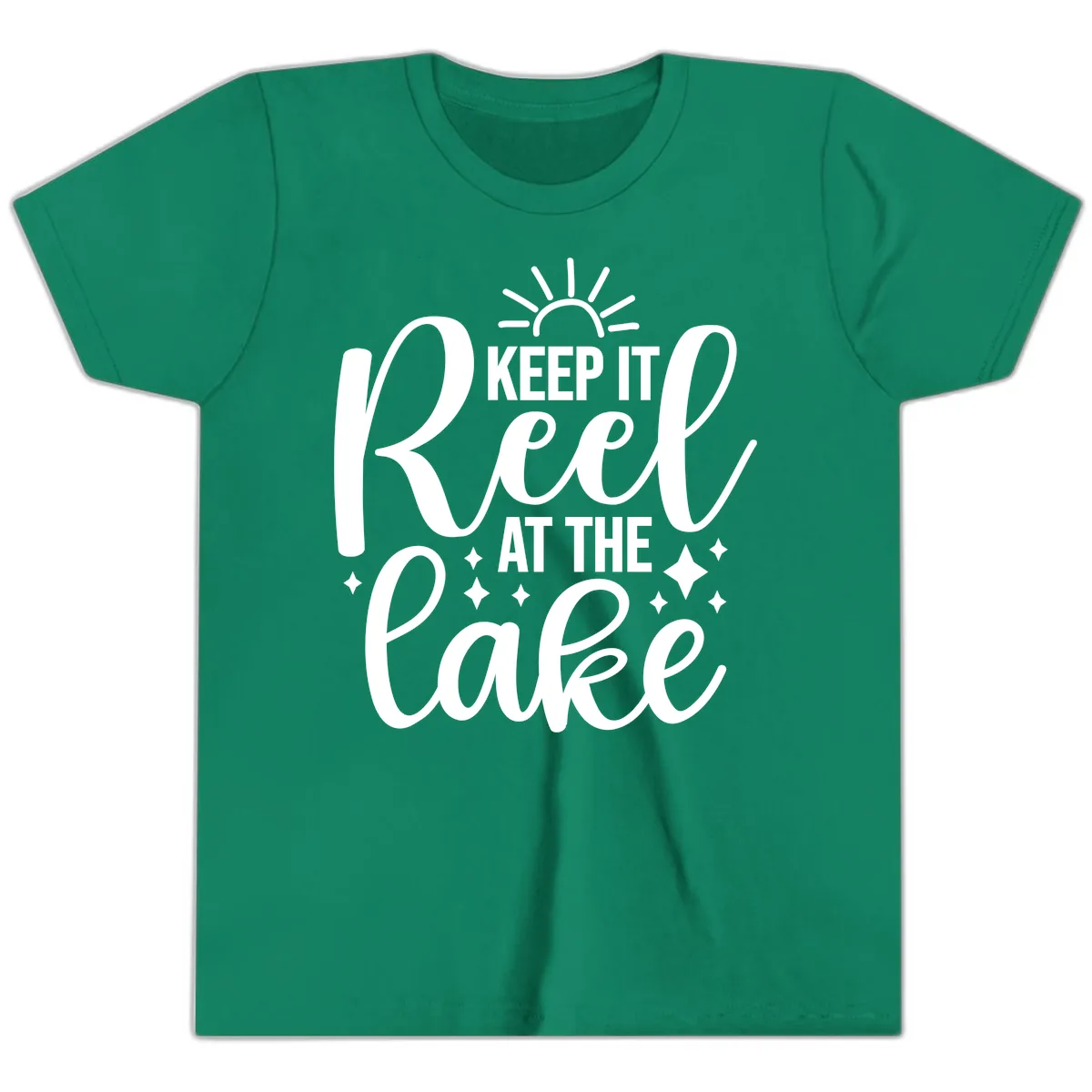 Keep It Reel At The Lake Design Youth T-Shirt in Kelly