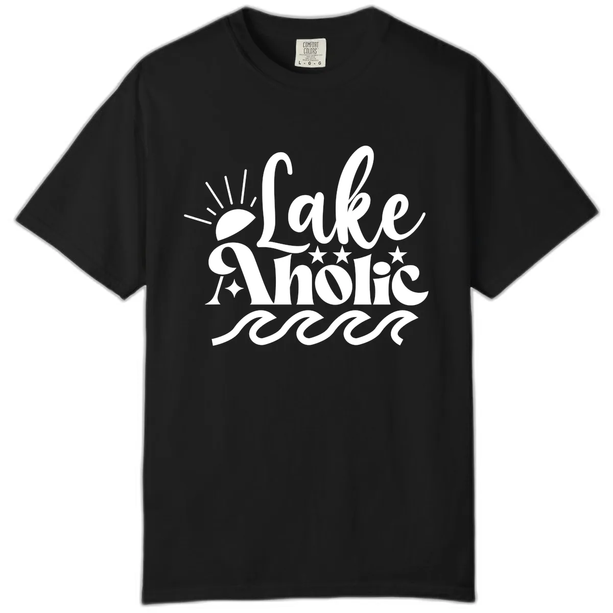 Lakeaholic Retro Script Design Comfort Color in Black