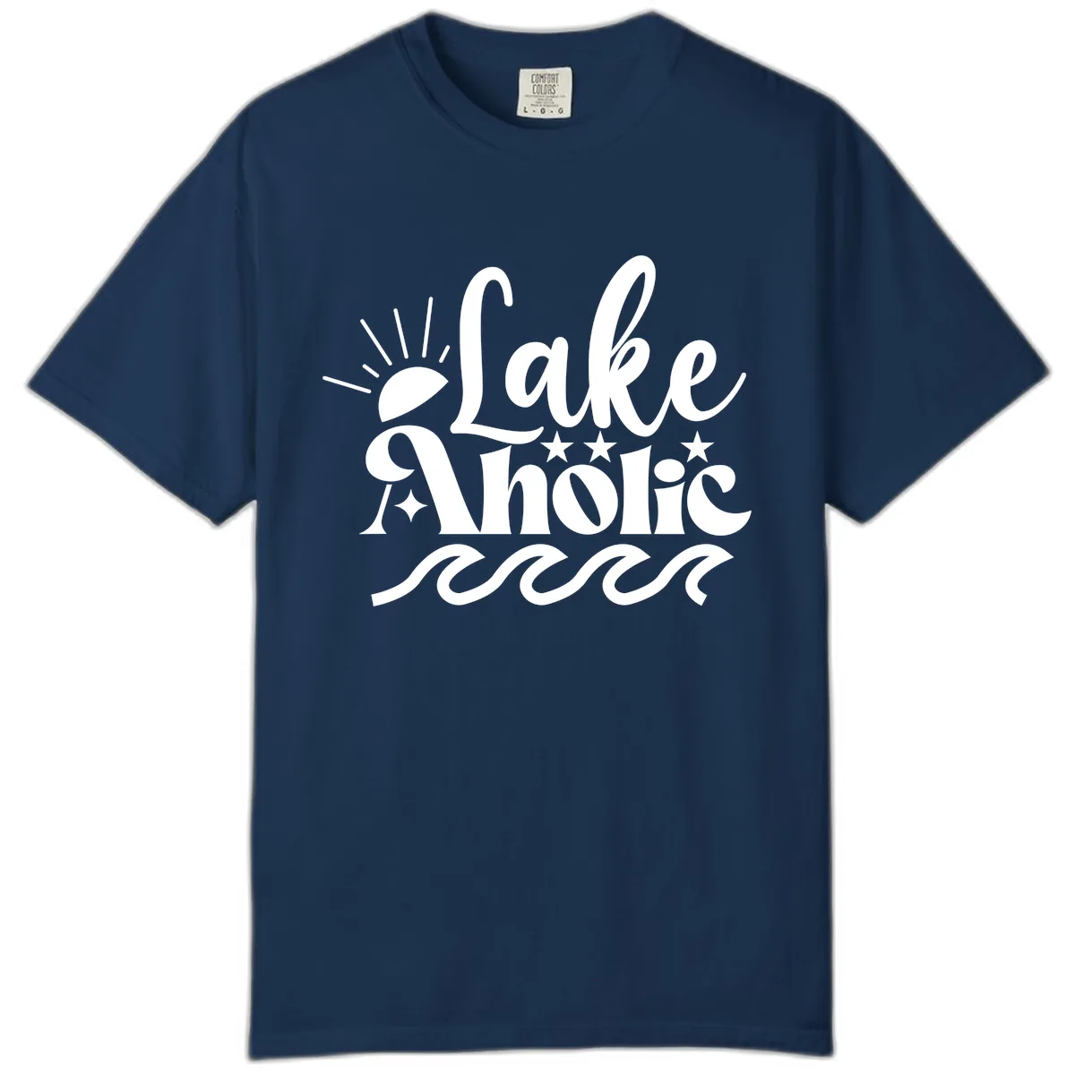 Lakeaholic Retro Script Design Comfort Color in Navy