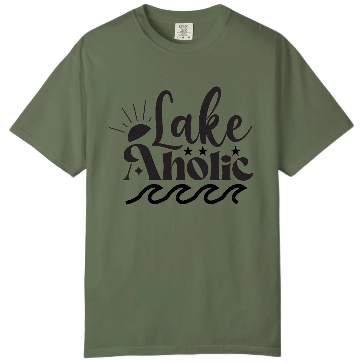Lakeaholic Retro Script Design Comfort Color in Sage