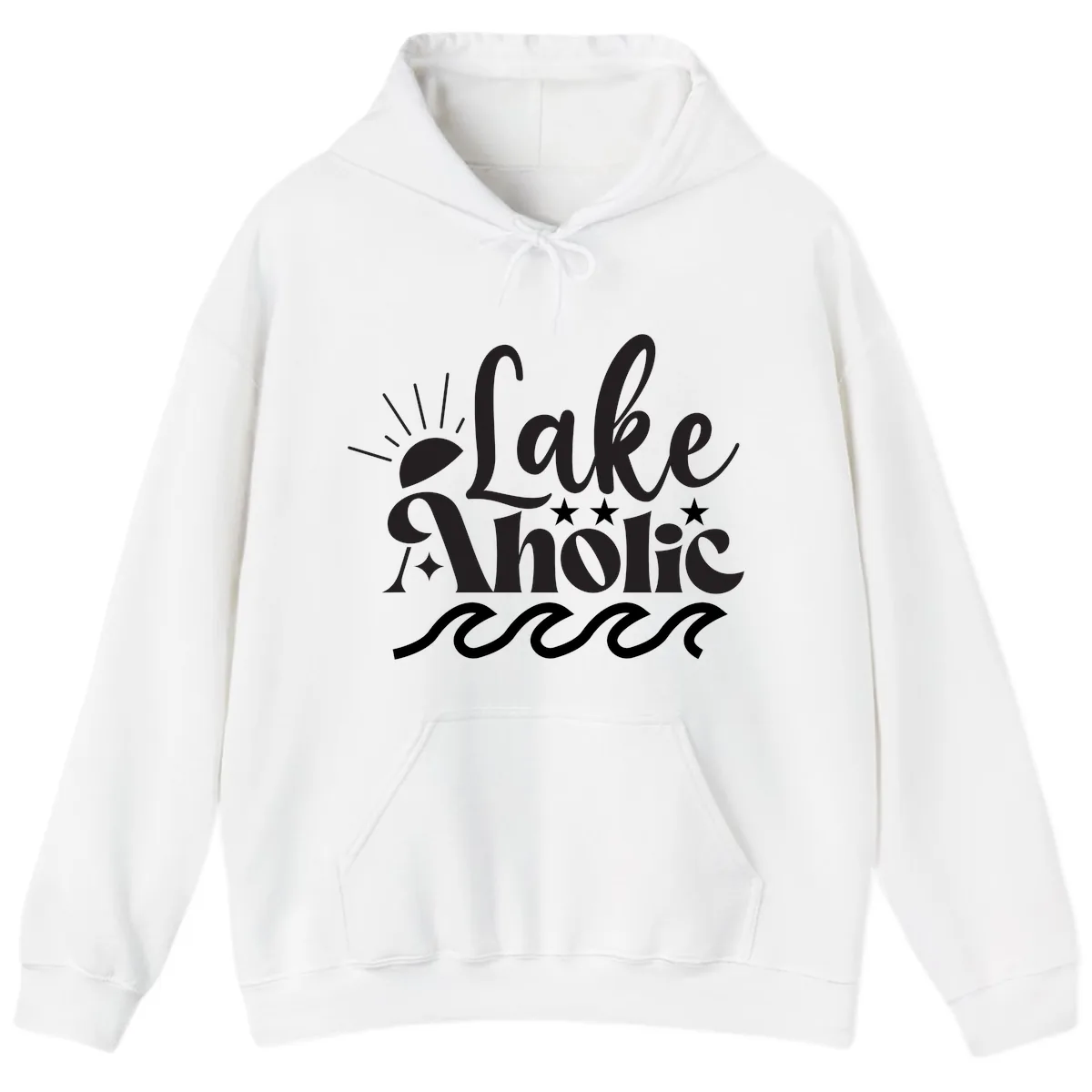 Lakeaholic Retro Script Design Hoodie in White