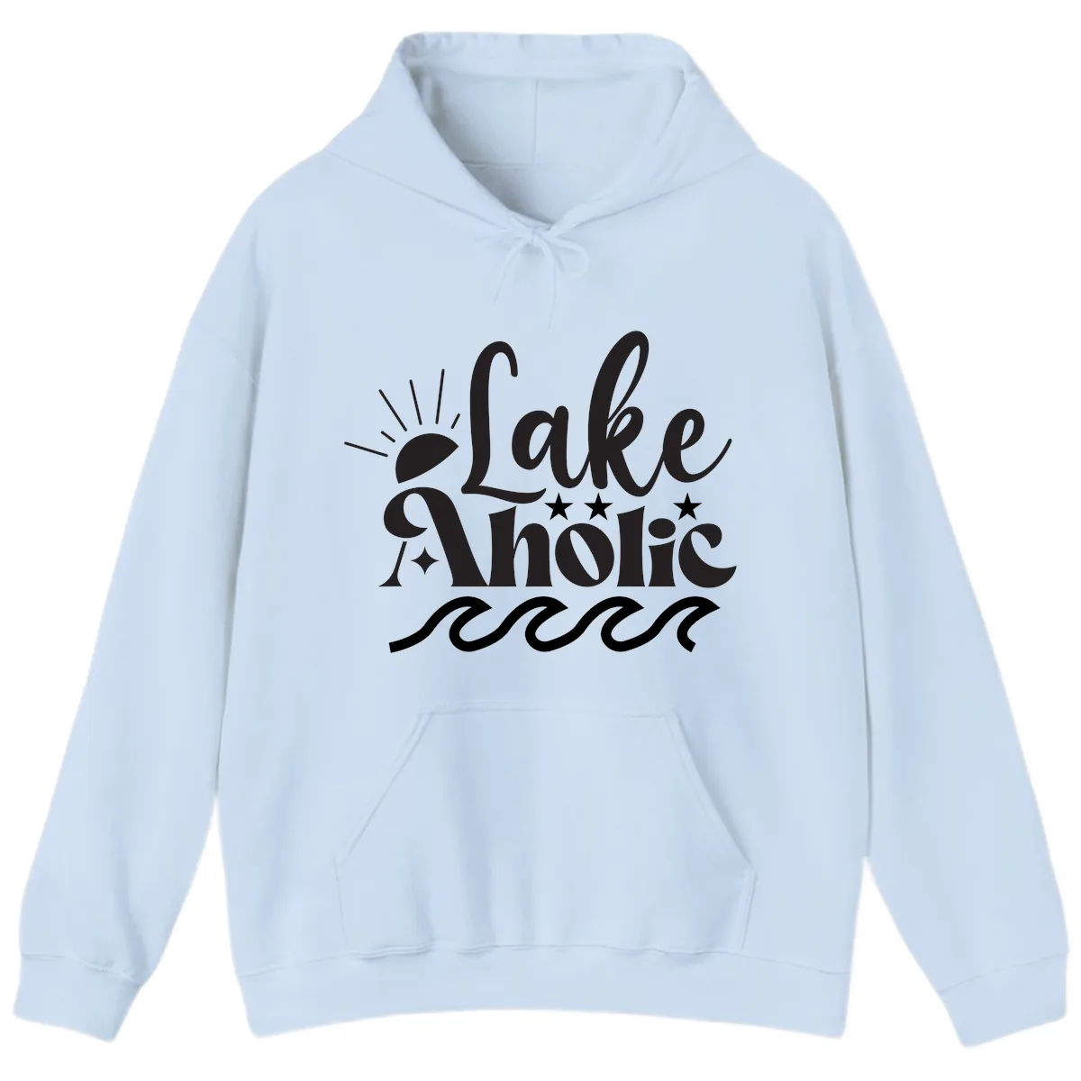 Lakeaholic Retro Script Design Hoodie in Light Blue