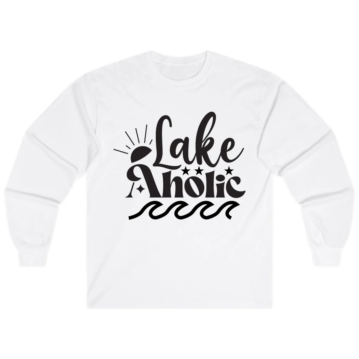 Lakeaholic Retro Script Design Long Sleeve in White
