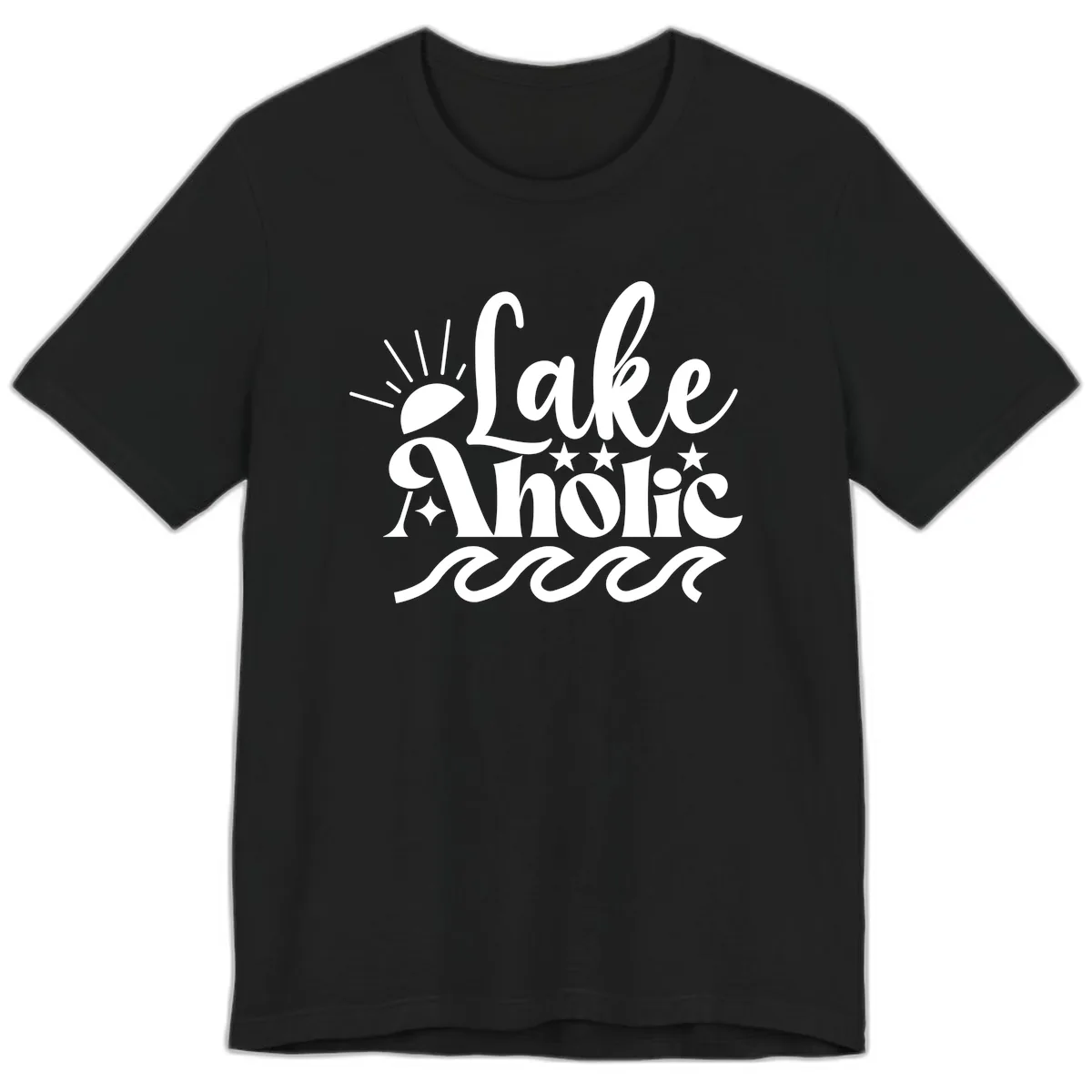 Lakeaholic Retro Script Design Premium T-Shirt in Black