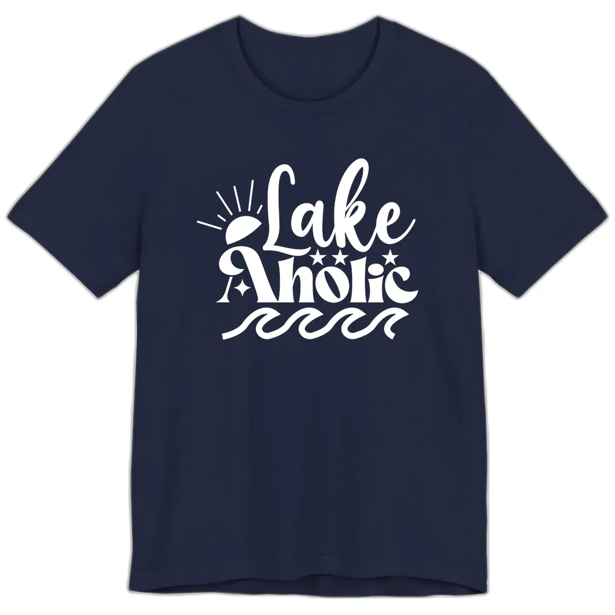 Lakeaholic Retro Script Design Premium T-Shirt in Navy