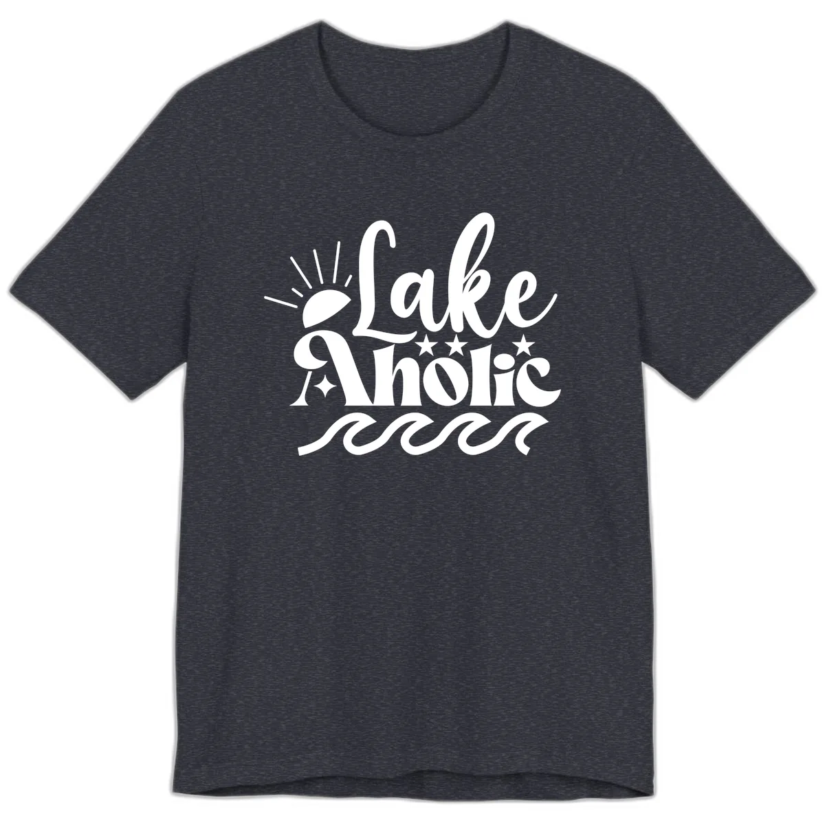 Lakeaholic Retro Script Design Premium T-Shirt in Heather Navy