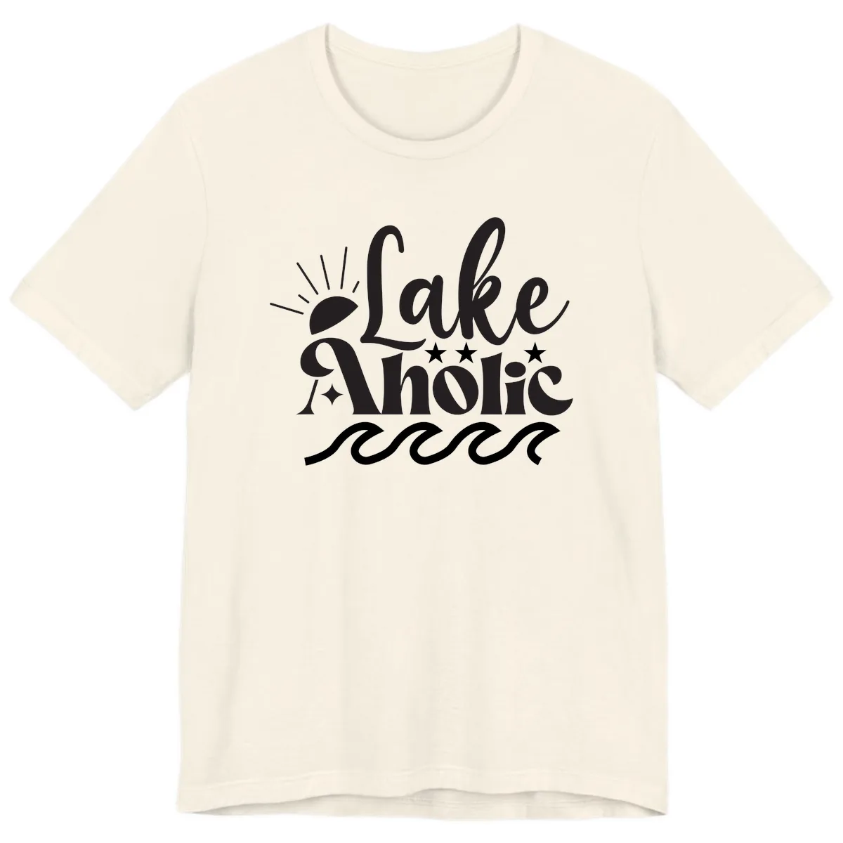 Lakeaholic Retro Script Design Premium T-Shirt in Natural