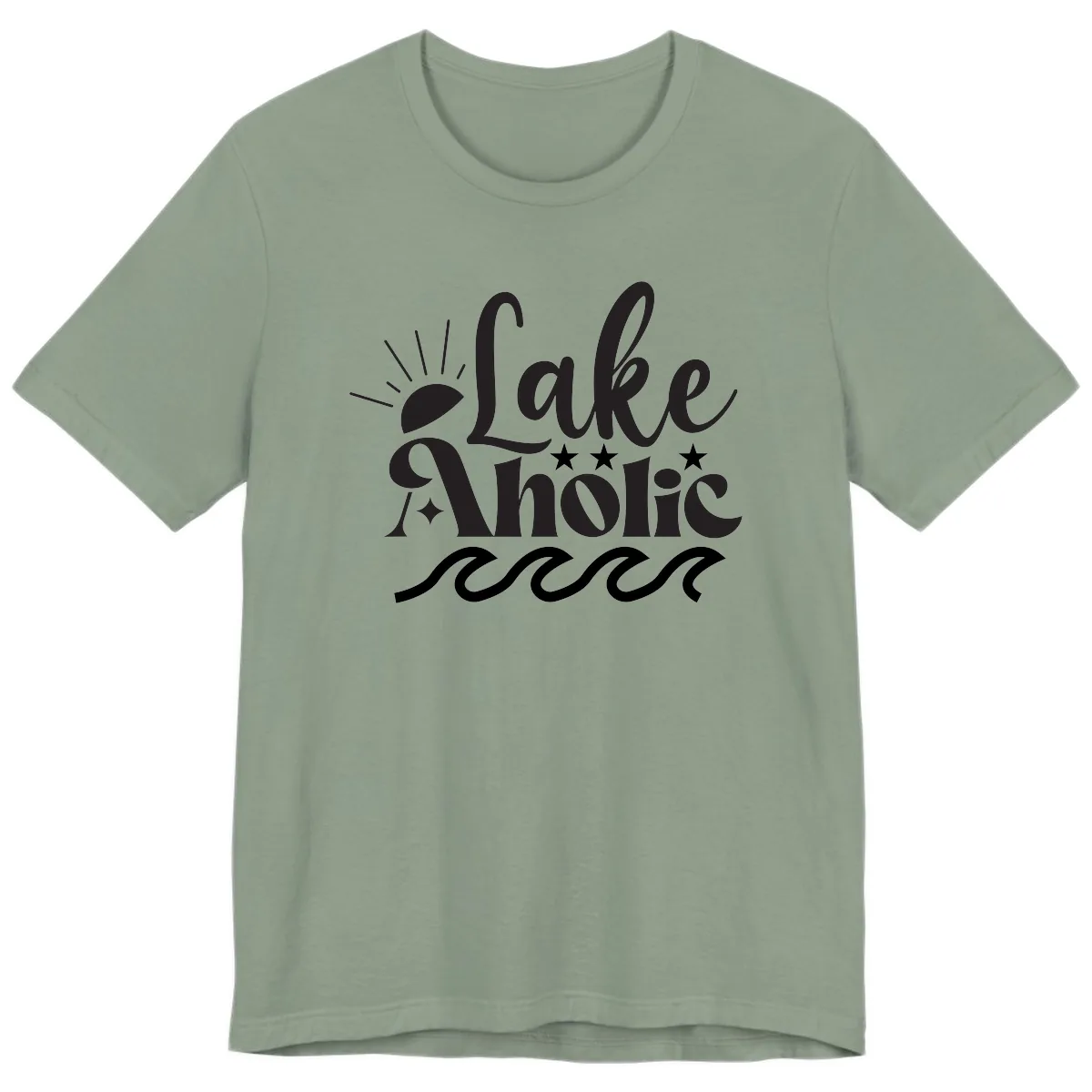 Lakeaholic Retro Script Design Premium T-Shirt in Sage