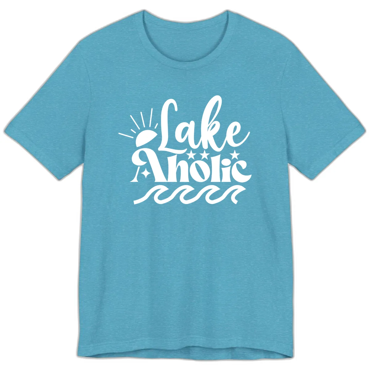 Lakeaholic Retro Script Design Premium T-Shirt in Heather Aqua