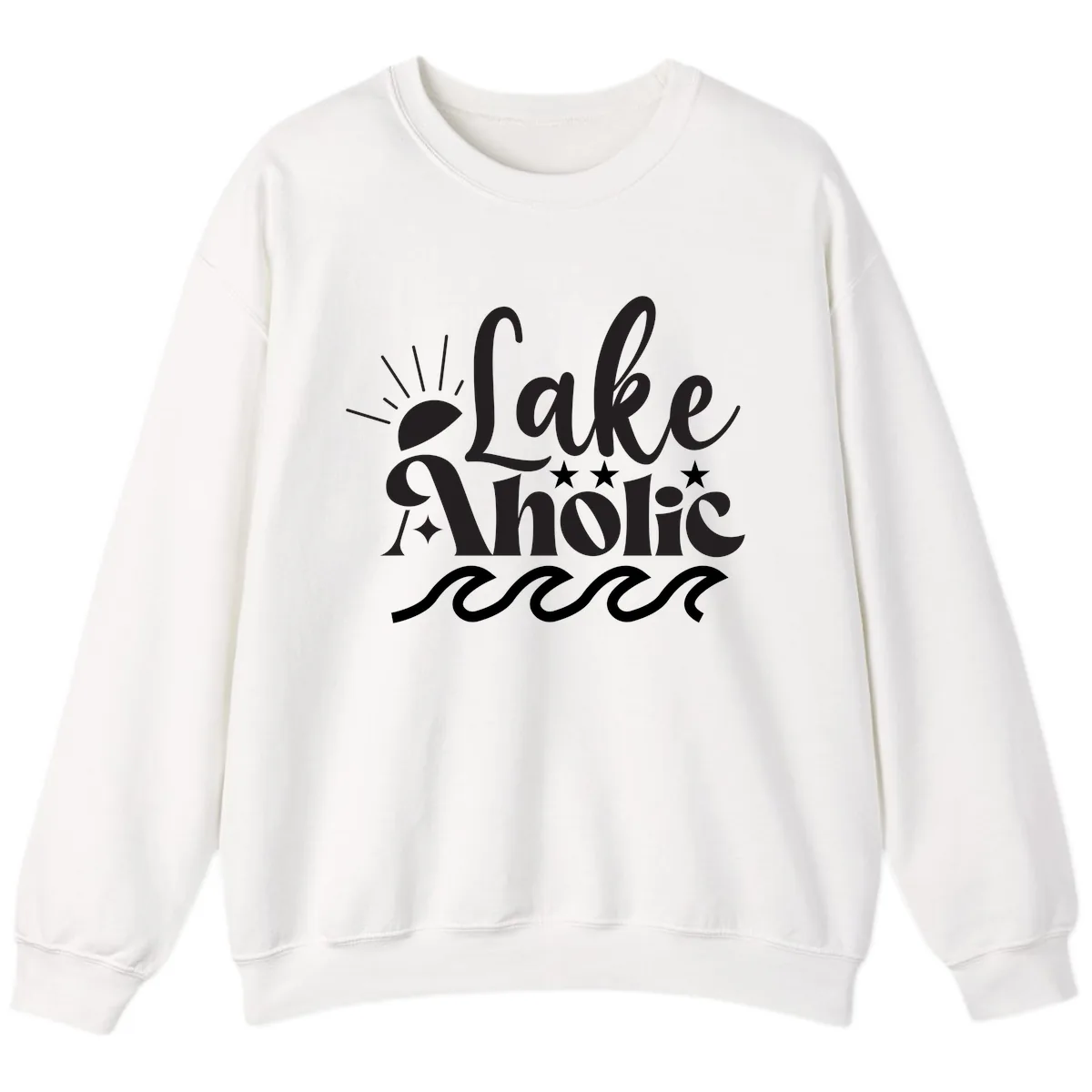 Lakeaholic Retro Script Design Sweatshirt in White