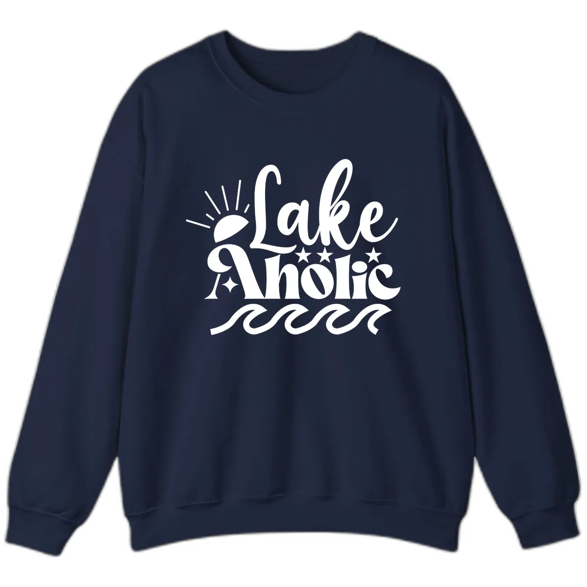 Lakeaholic Retro Script Design Sweatshirt in Navy