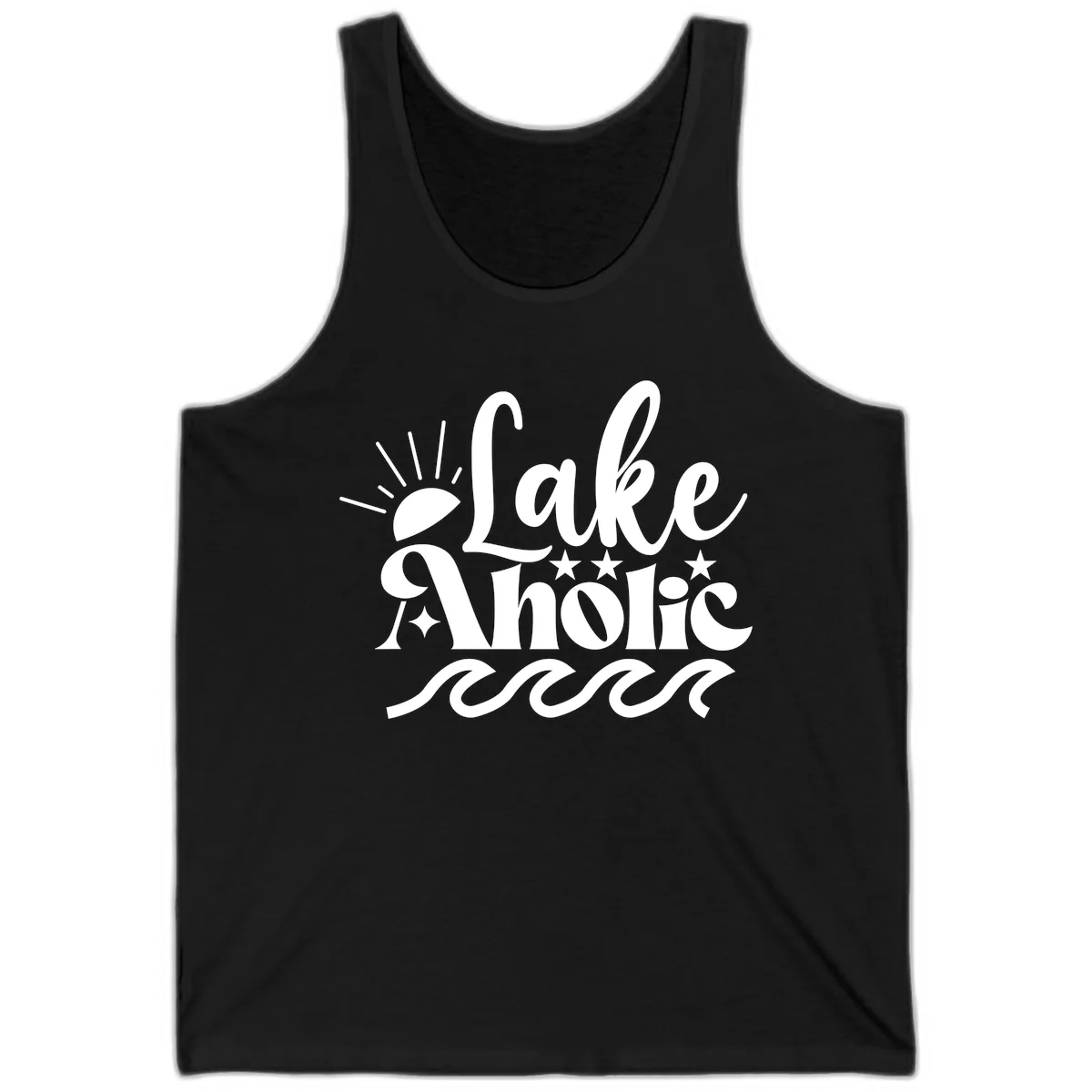 Lakeaholic Retro Script Design Tank in Black