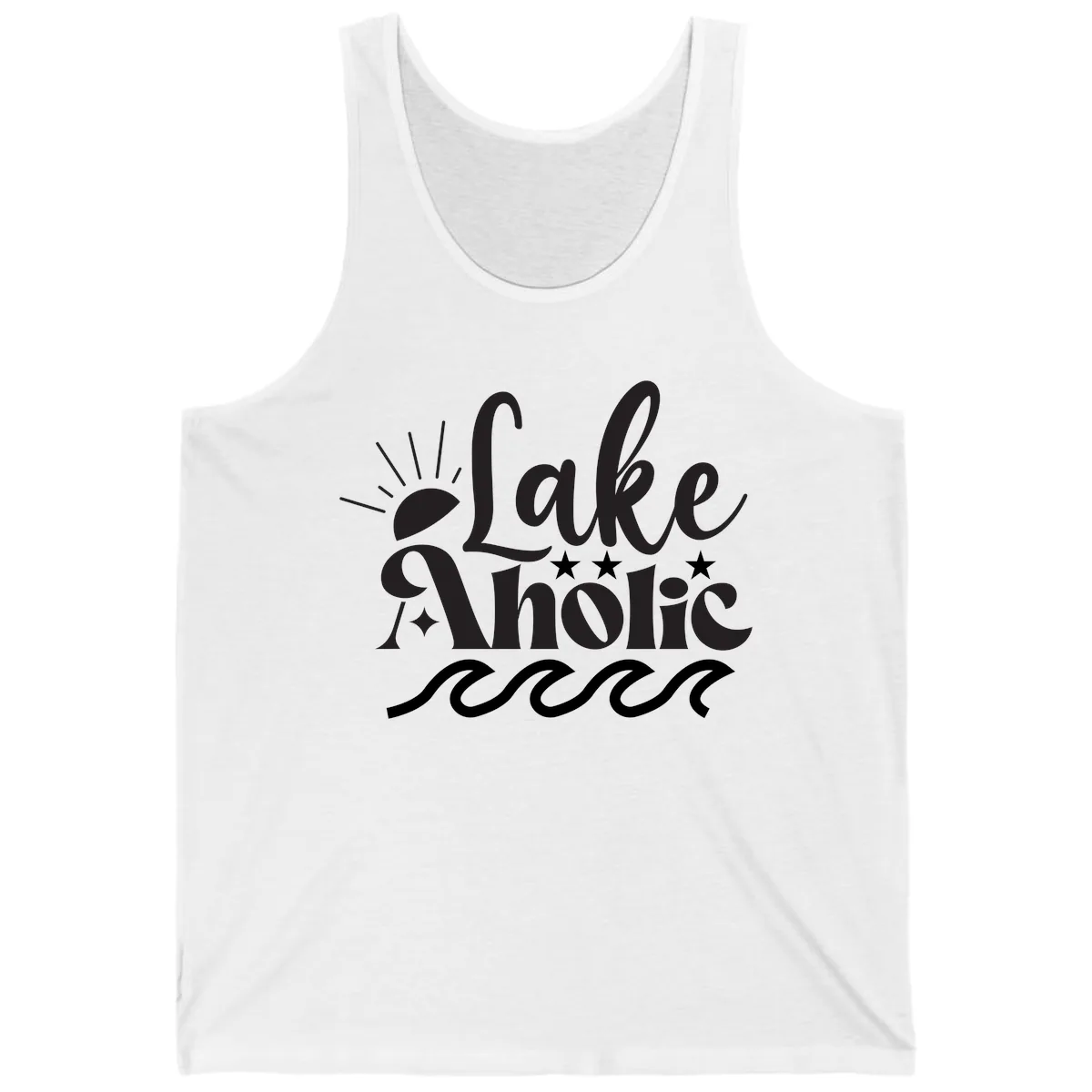 Lakeaholic Retro Script Design Tank in White