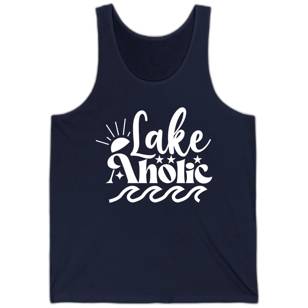 Lakeaholic Retro Script Design Tank in Navy