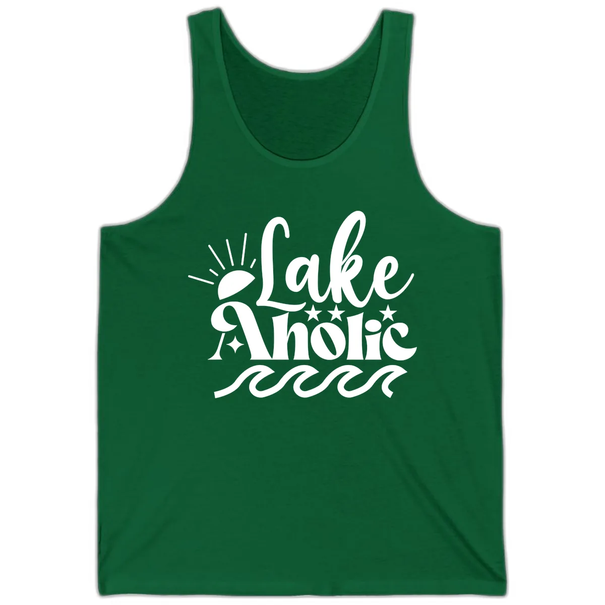 Lakeaholic Retro Script Design Tank in Kelly