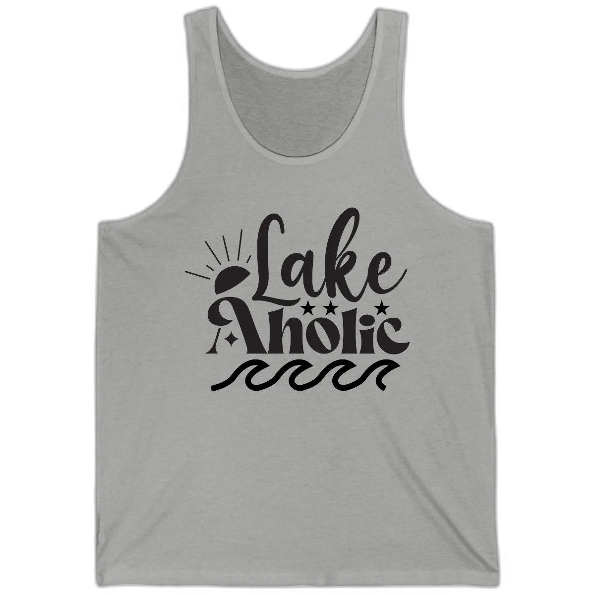 Lakeaholic Retro Script Design Tank in Athletic Heather
