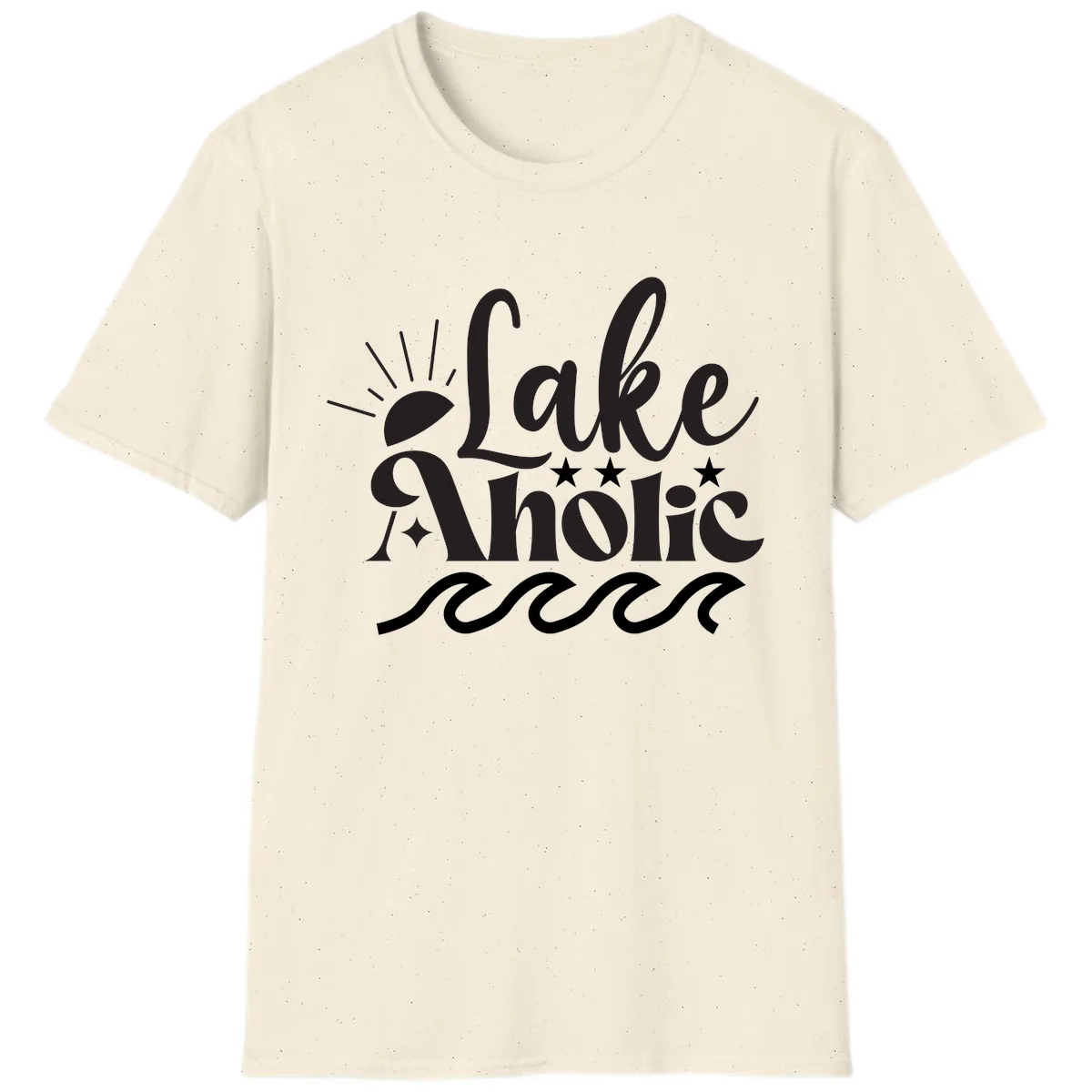 Lakeaholic Retro Script Design T-Shirt in Natural