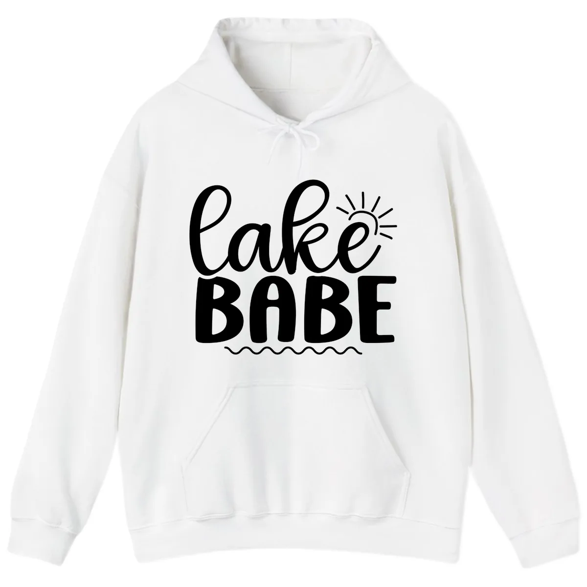 Lake Babe Typography Design Hoodie in White