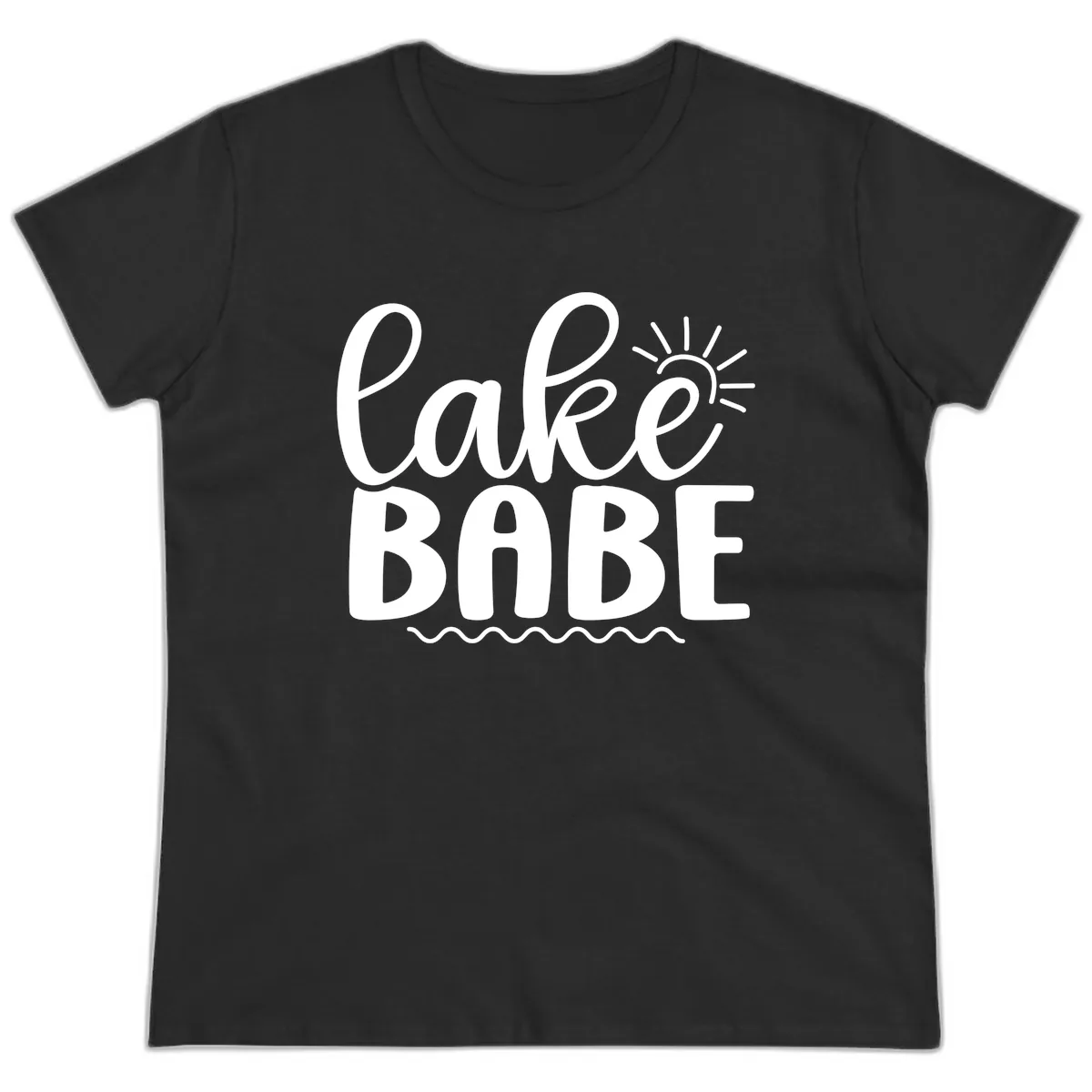 Lake Babe Typography Design Ladies Tee in Black