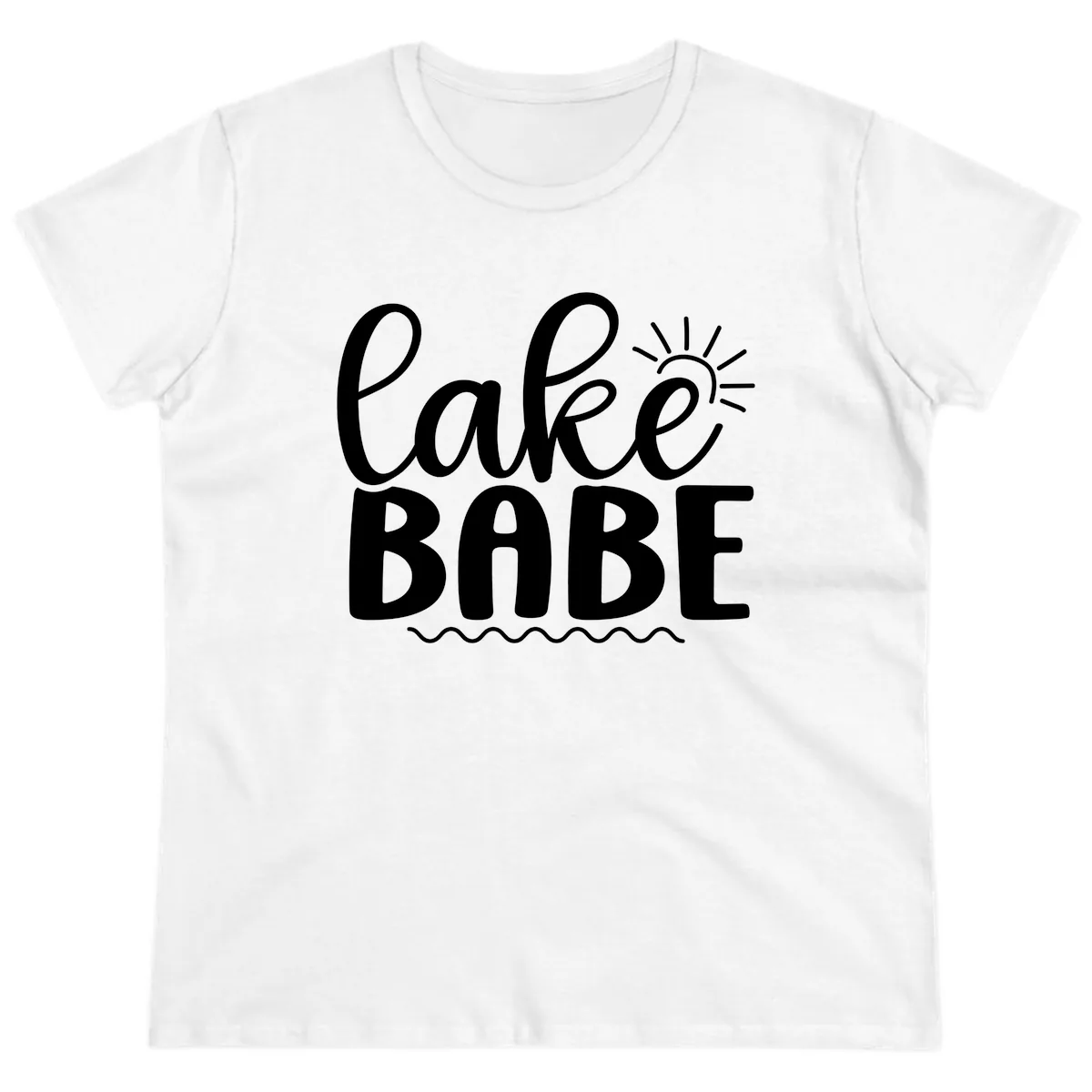 Lake Babe Typography Design Ladies Tee in White