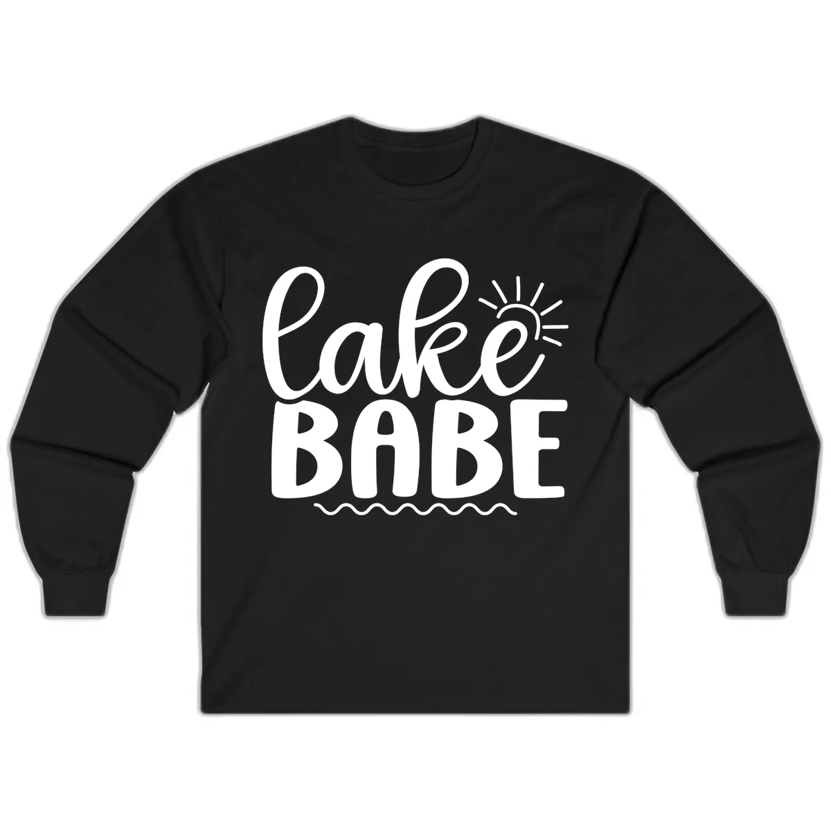 Lake Babe Typography Design Long Sleeve in Black