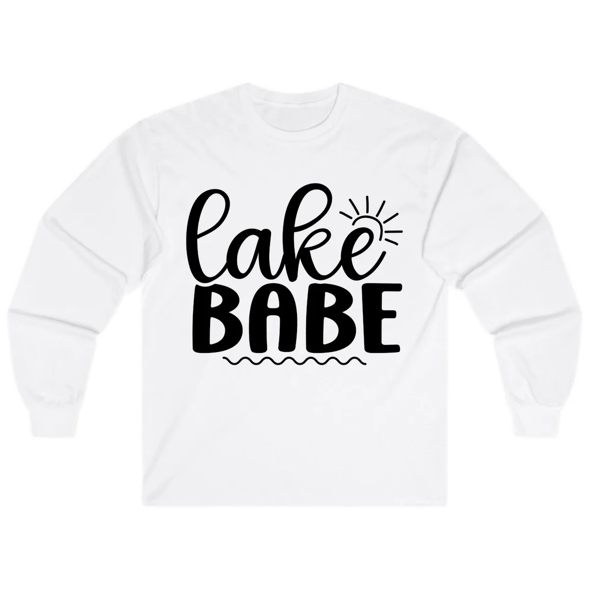 Lake Babe Typography Design Long Sleeve in White