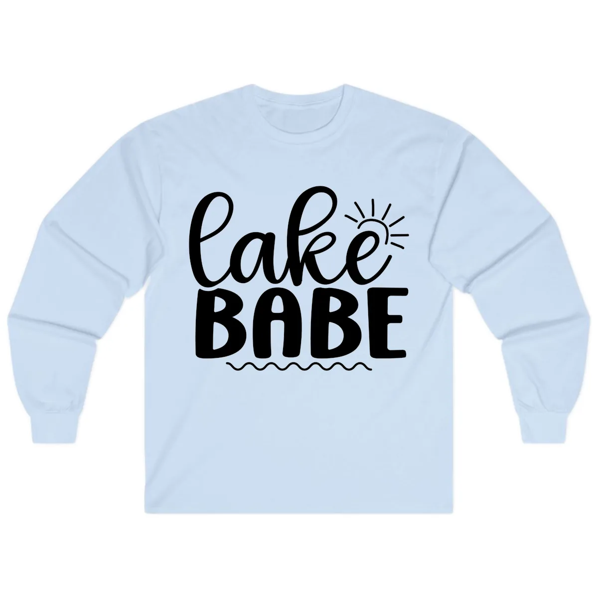 Lake Babe Typography Design Long Sleeve in Light Blue