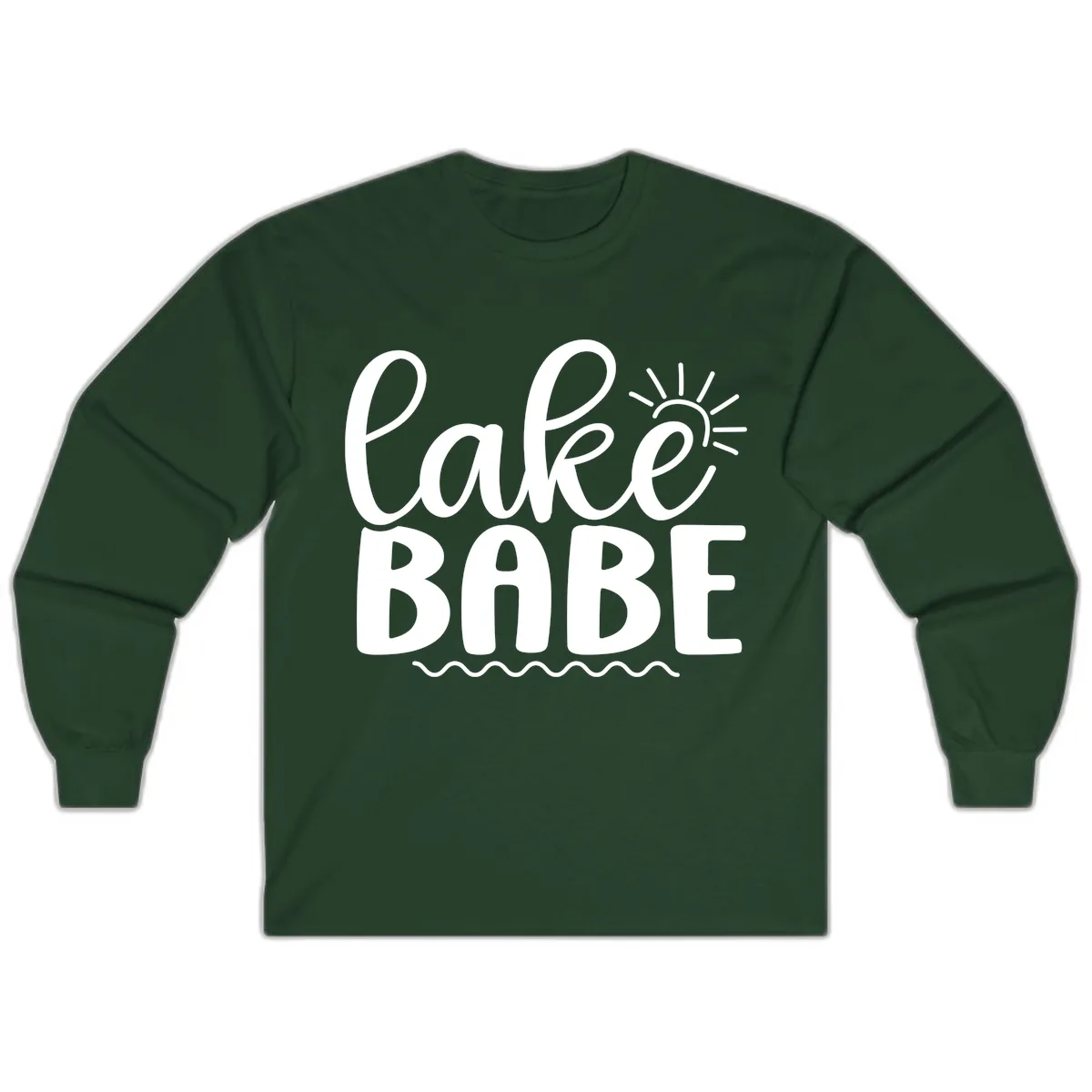 Lake Babe Typography Design Long Sleeve in Forest Green
