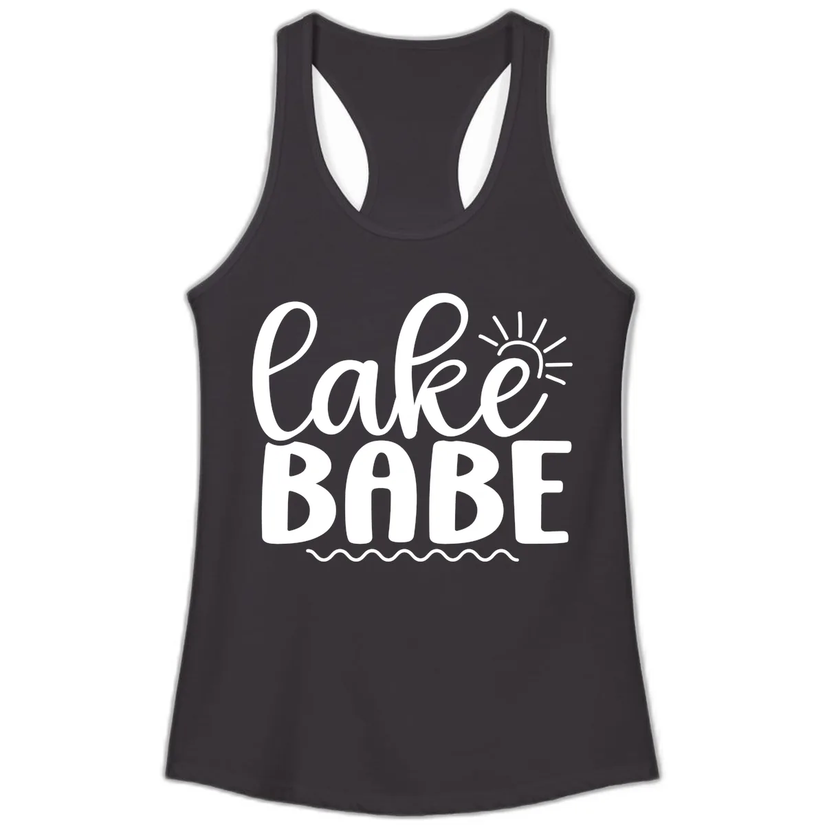 Lake Babe Typography Design Ladies Tank in Black