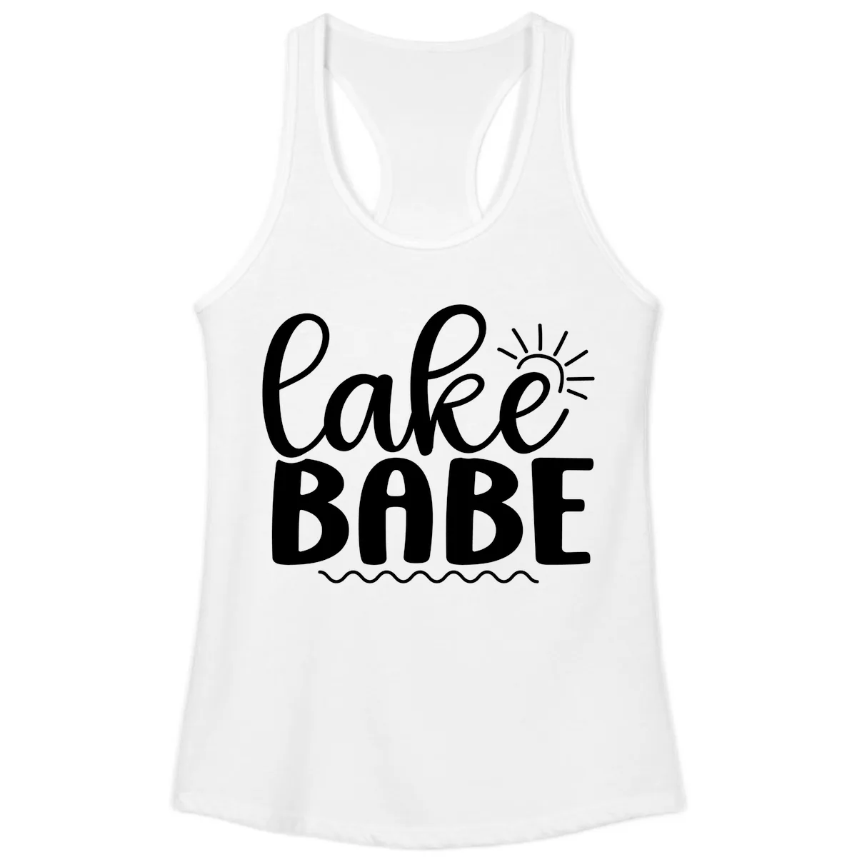 Lake Babe Typography Design Ladies Tank in White