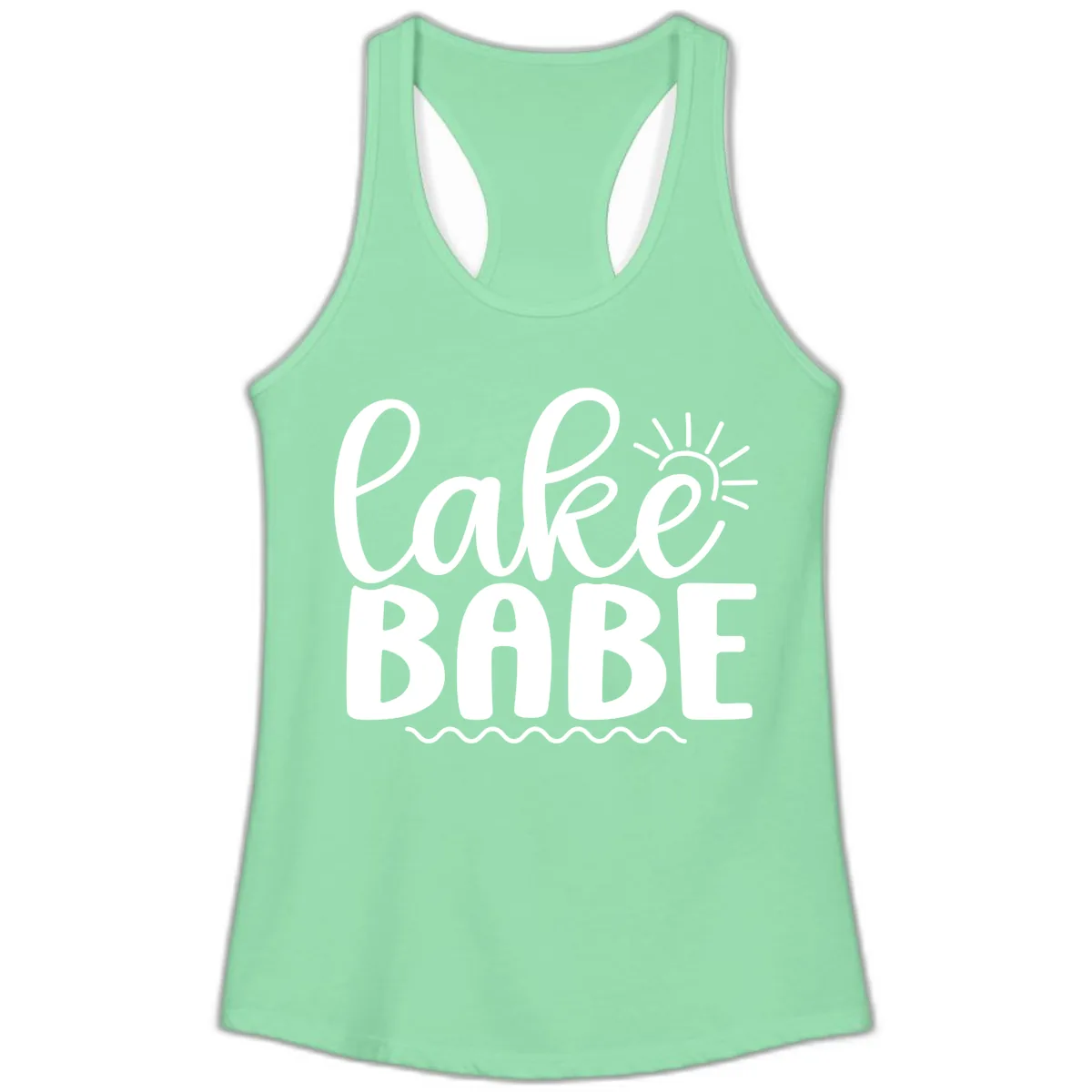 Lake Babe Typography Design Ladies Tank in Solid Mint