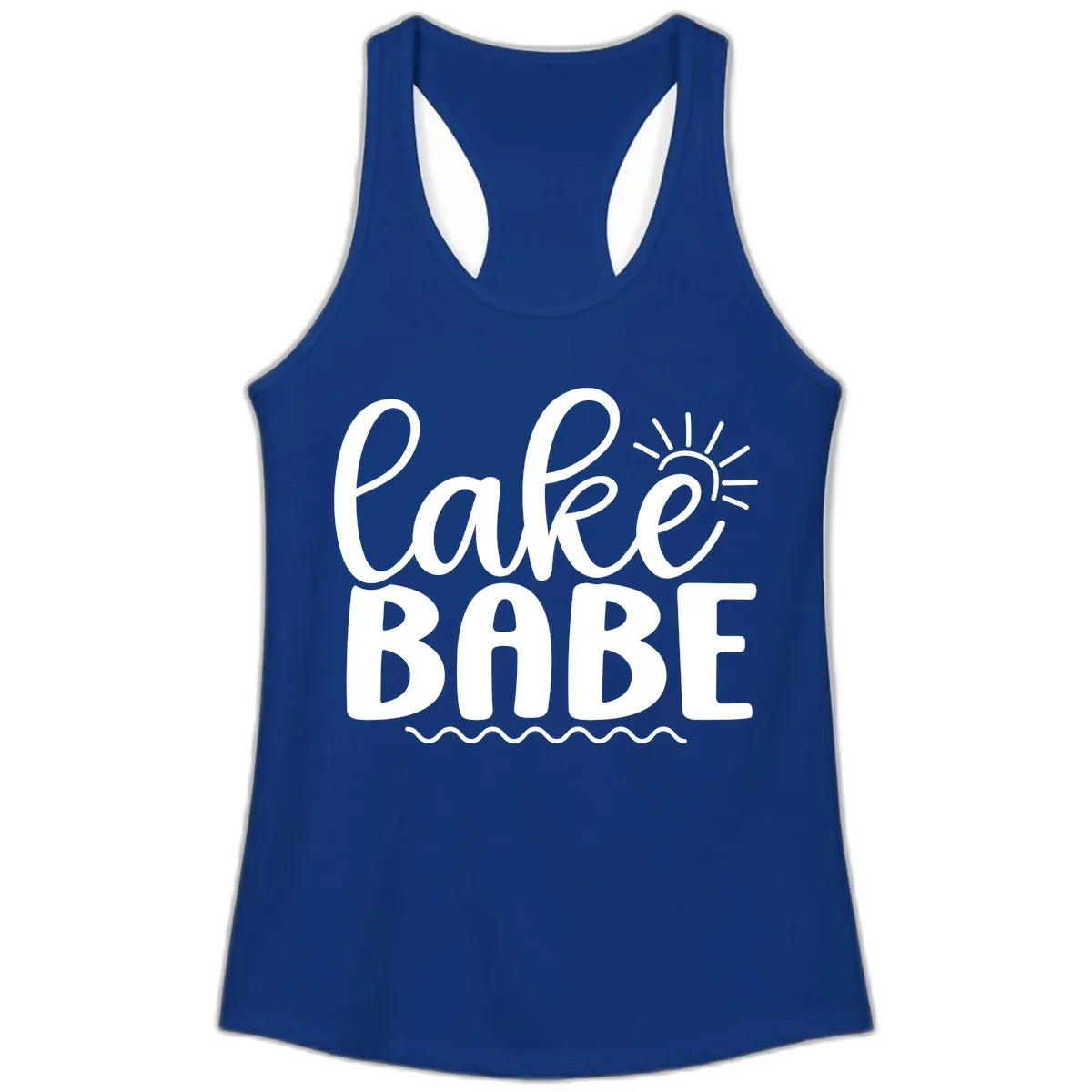 Lake Babe Typography Design Ladies Tank in Solid Royal