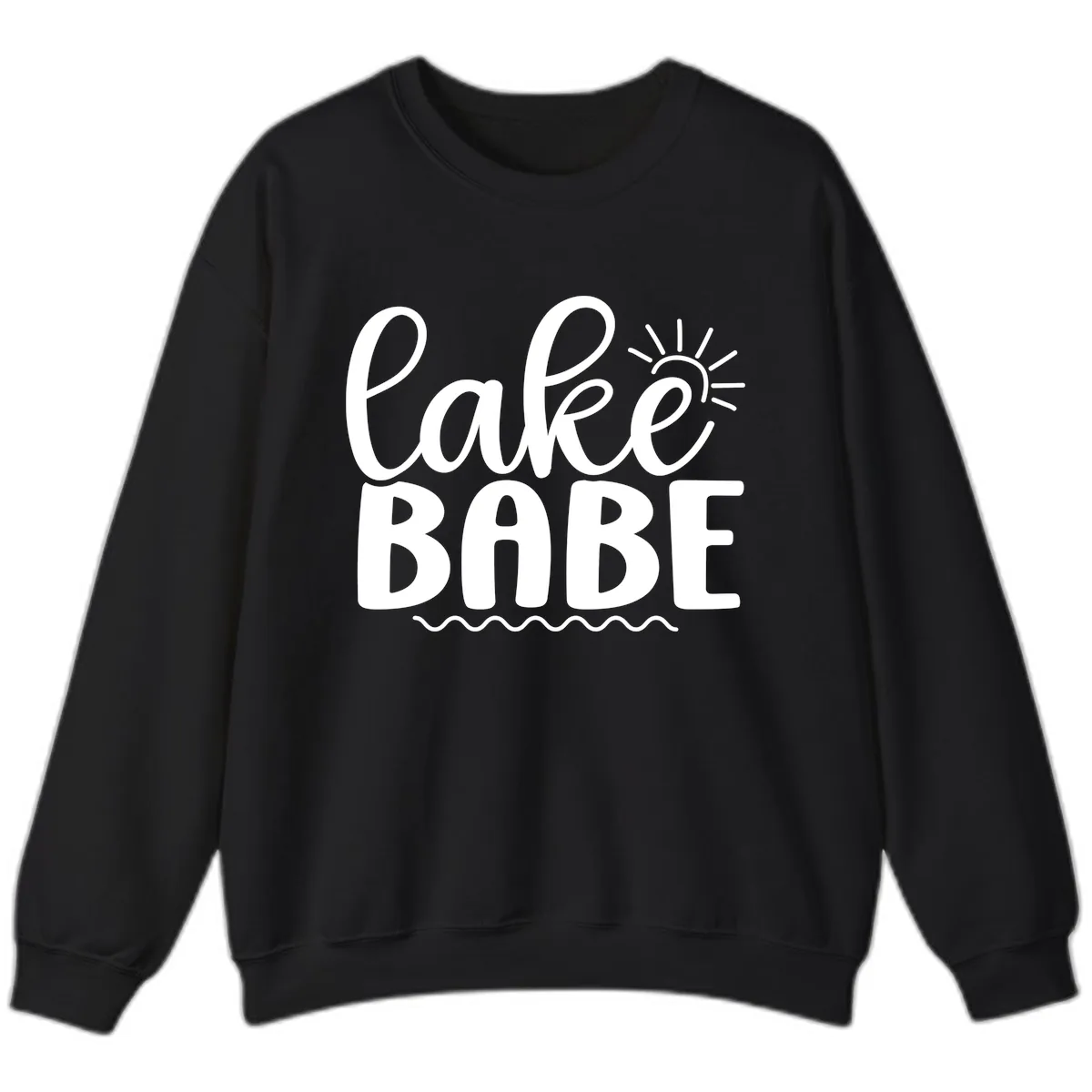 Lake Babe Typography Design Sweatshirt in Black