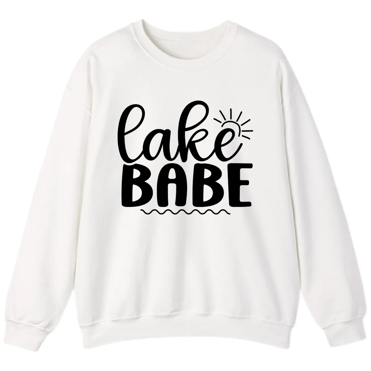 Lake Babe Typography Design Sweatshirt in White