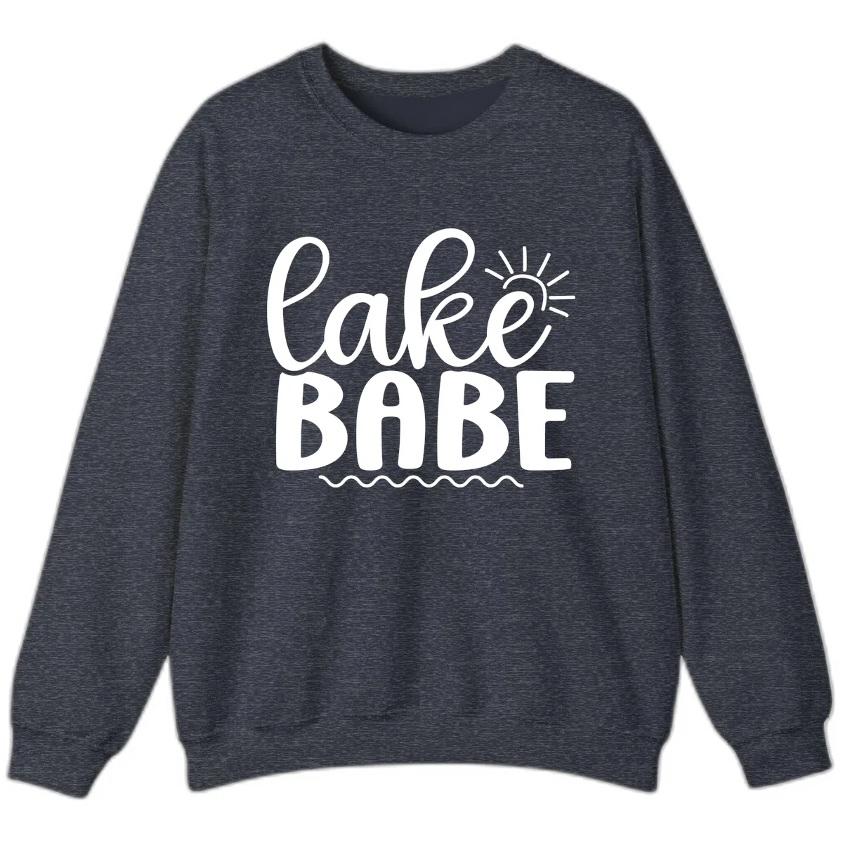 Lake Babe Typography Design Sweatshirt in Heather Sport Dark Navy