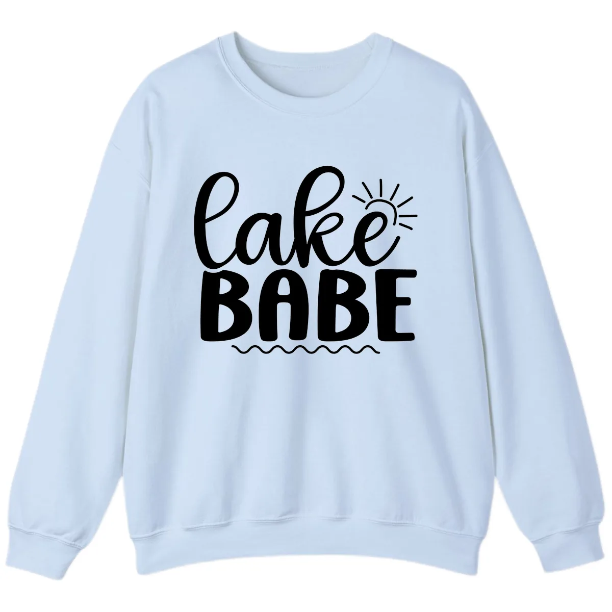 Lake Babe Typography Design Sweatshirt in Light Blue