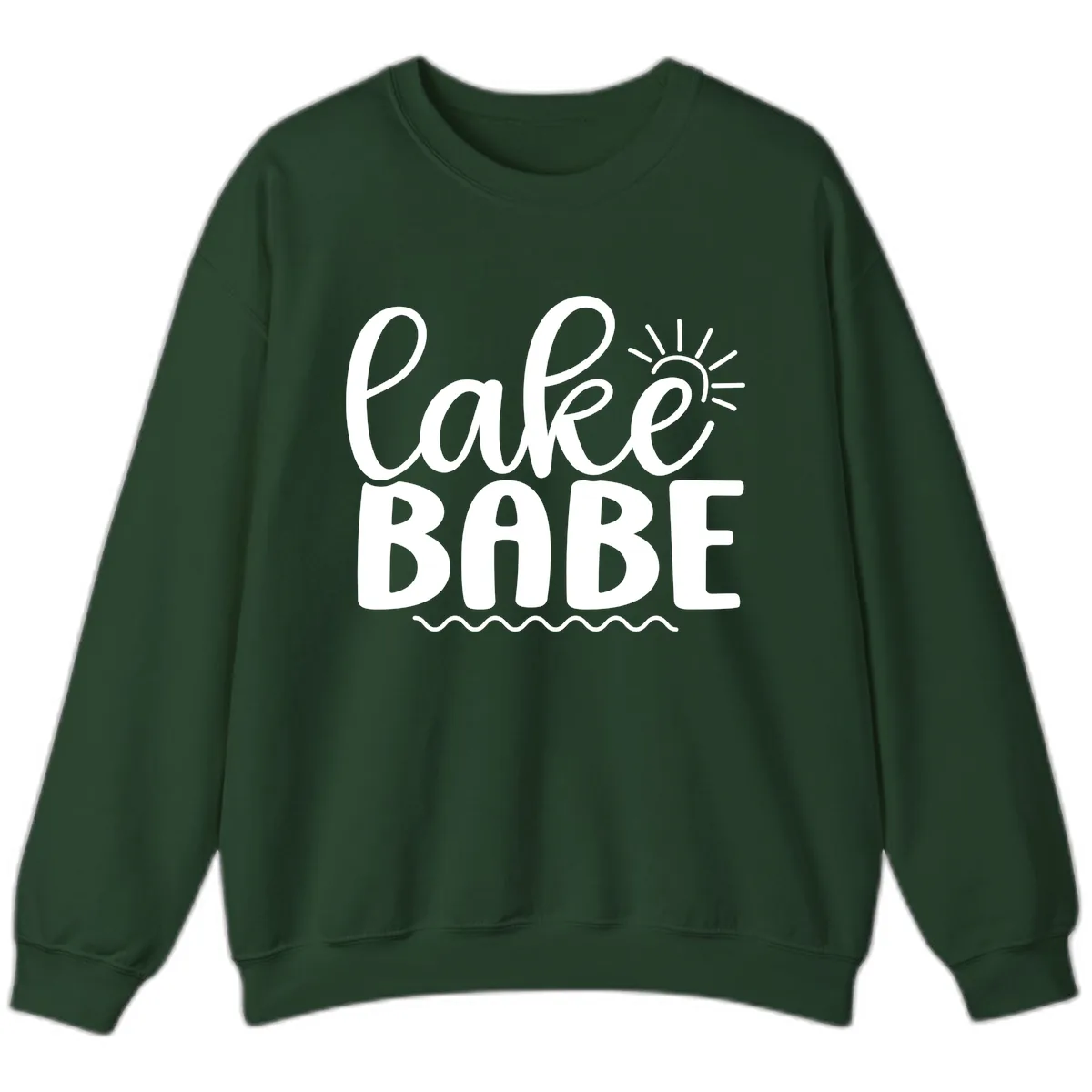 Lake Babe Typography Design Sweatshirt in Forest Green