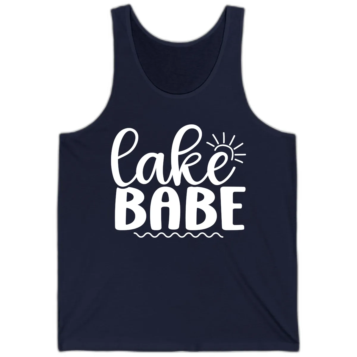 Lake Babe Typography Design Tank in Navy