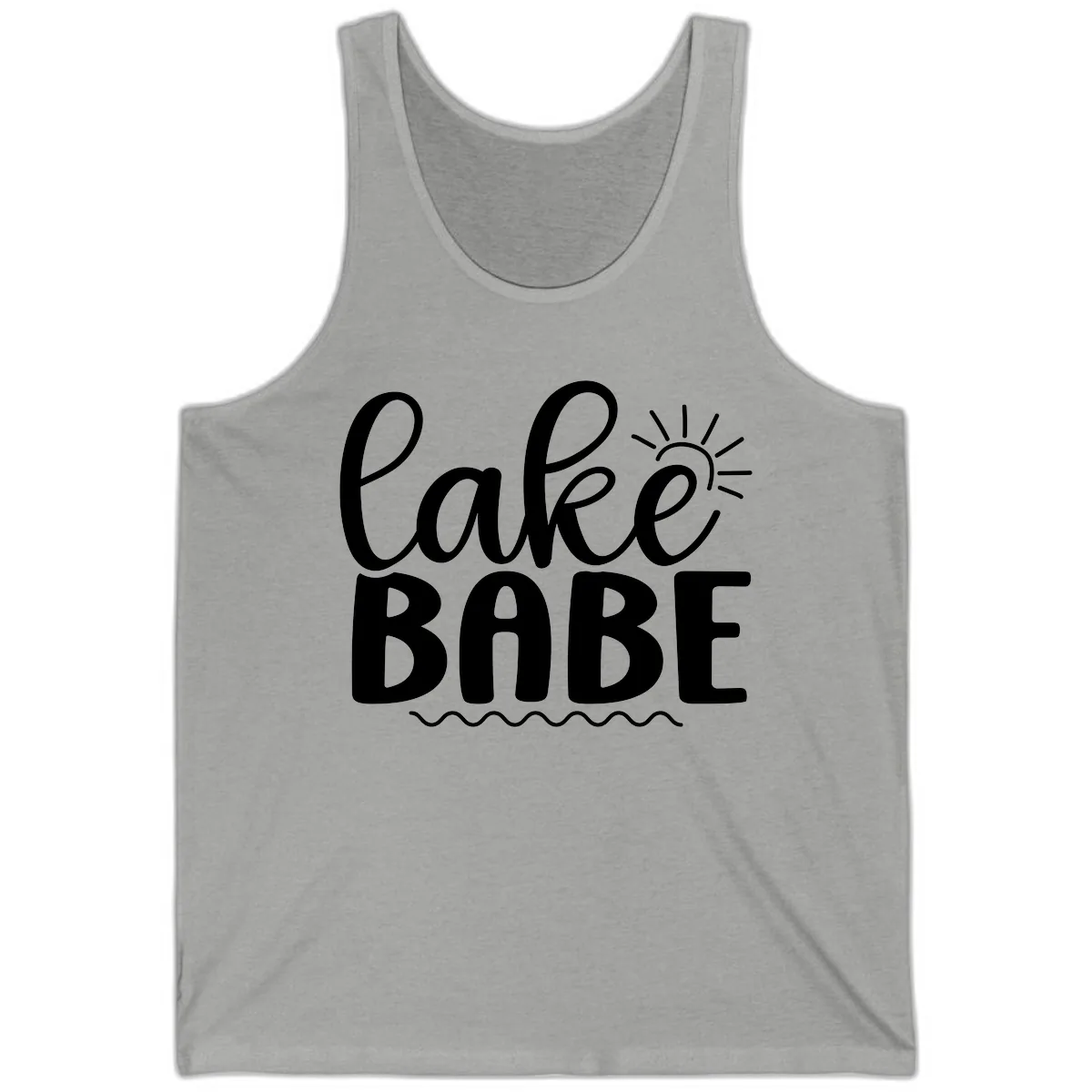 Lake Babe Typography Design Tank in Athletic Heather