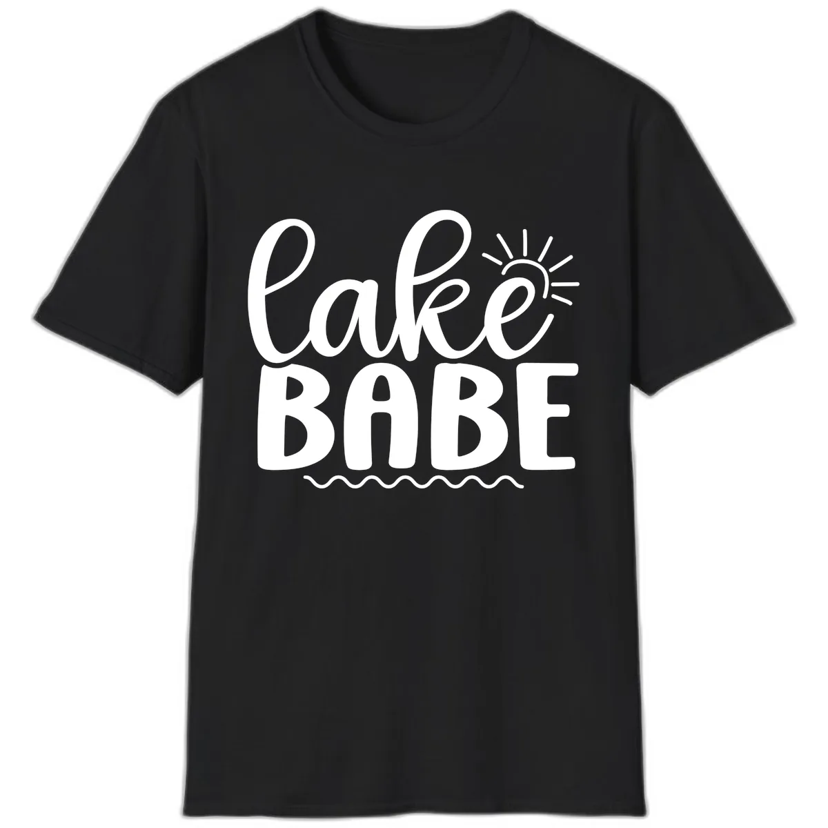 Lake Babe Typography Design T-Shirt in Black