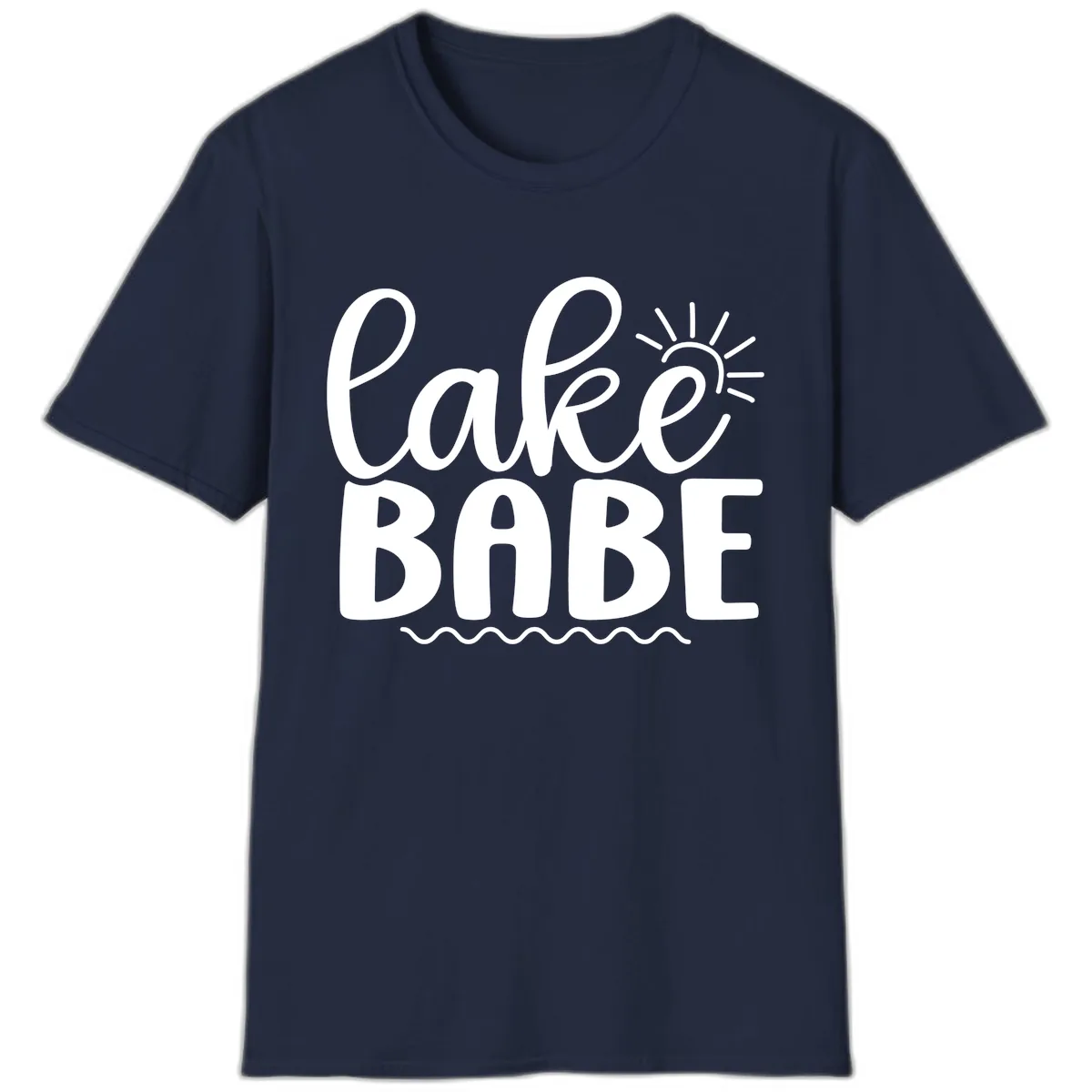 Lake Babe Typography Design T-Shirt in Navy